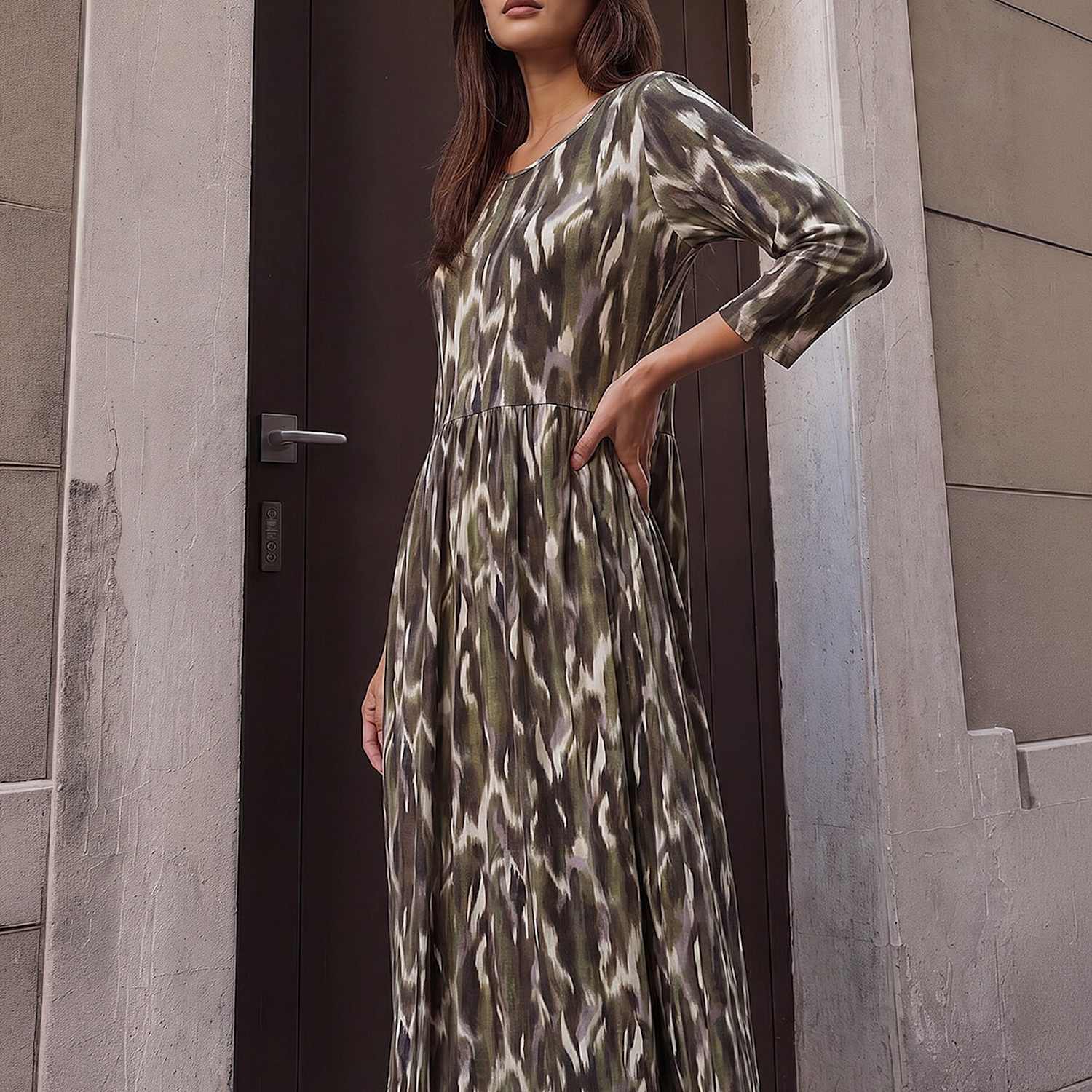 Roman Women's Printed Midi Dress - 12 - Green Mix - Available at M&S