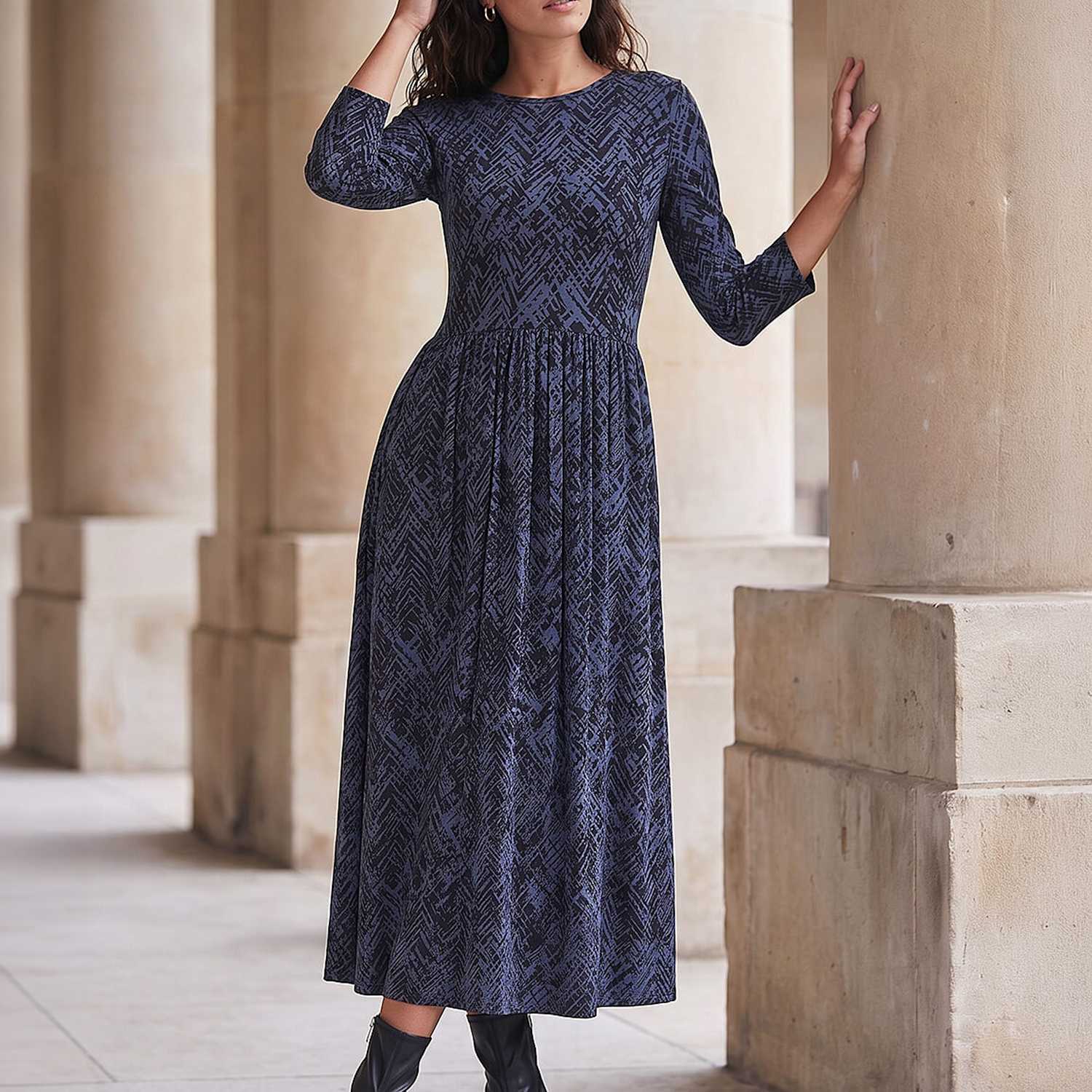 Roman Women's Printed Midi Dress - 16 - Grey Mix - Available at M&S
