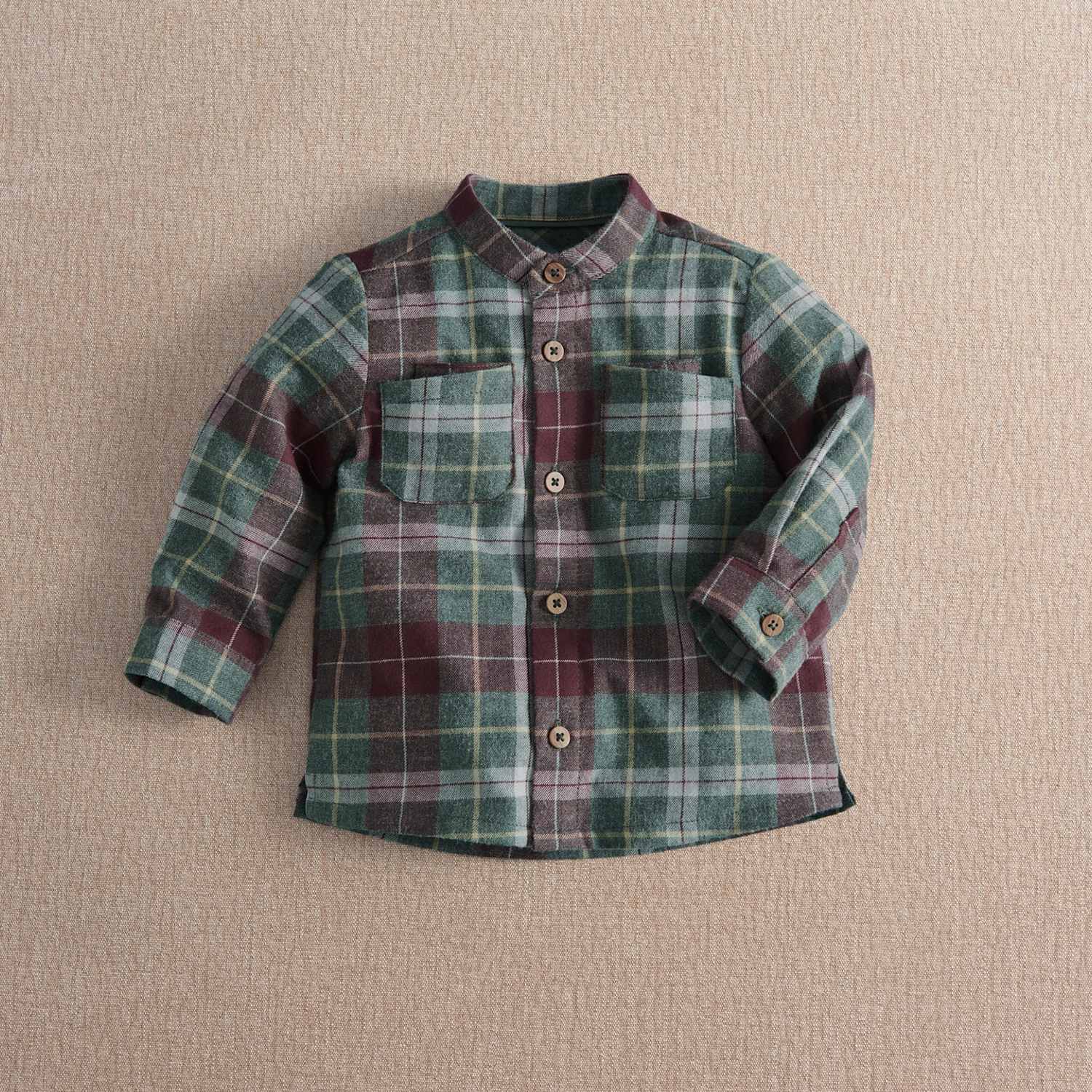 Mamas & Papas Boys Pure Cotton Checked Shirt - 6-9 Months - Green - Available at M&S
