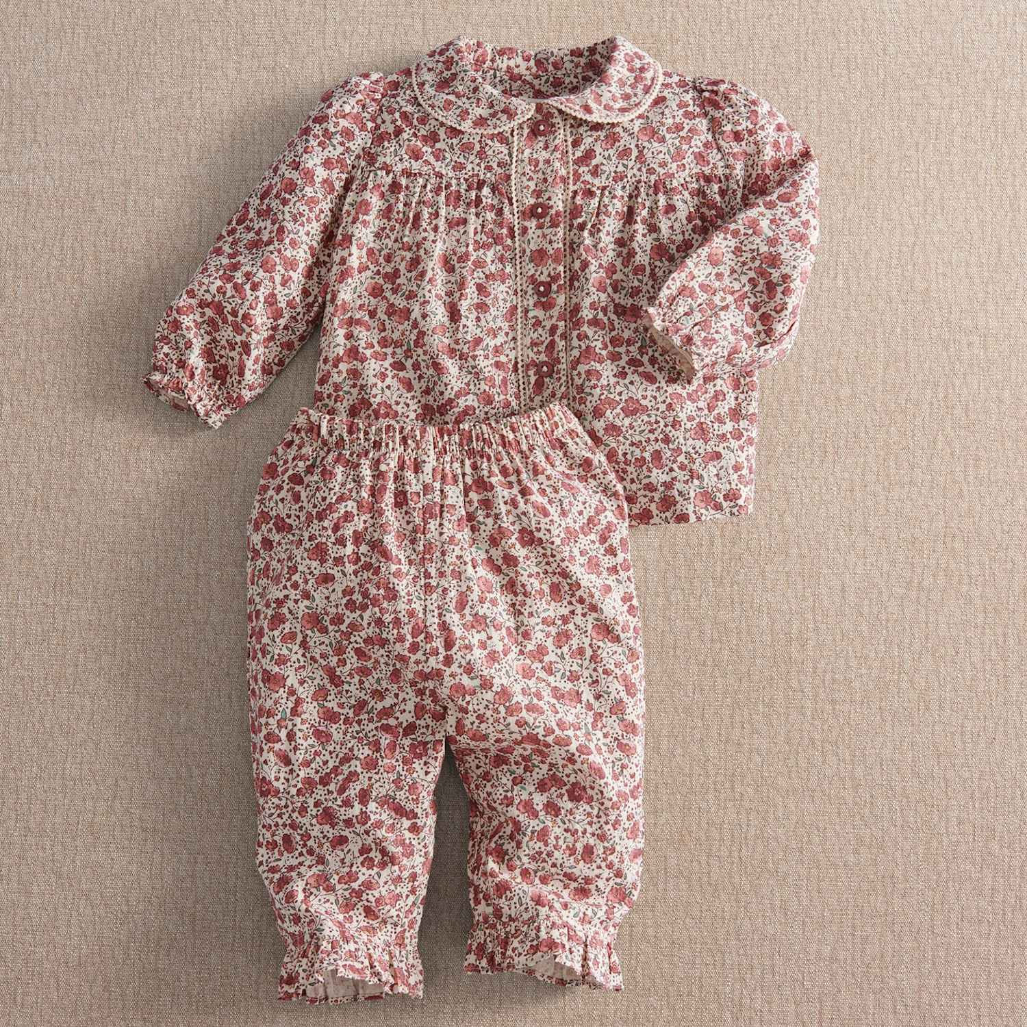 Mamas & Papas Girls Pure Cotton Floral Pyjama Set - 18-24 Months - Pink - Available at M&S