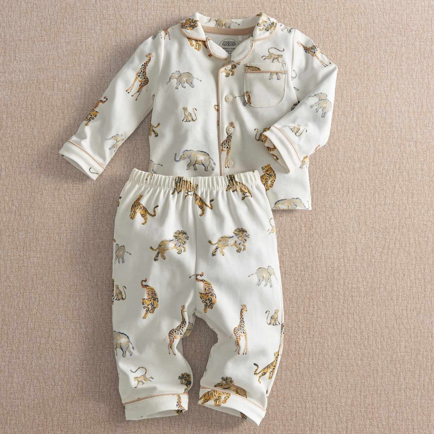 Mamas & Papas Boys Pure Cotton Animals Pyjama Set - 6-9 Months - Blue - Available at M&S