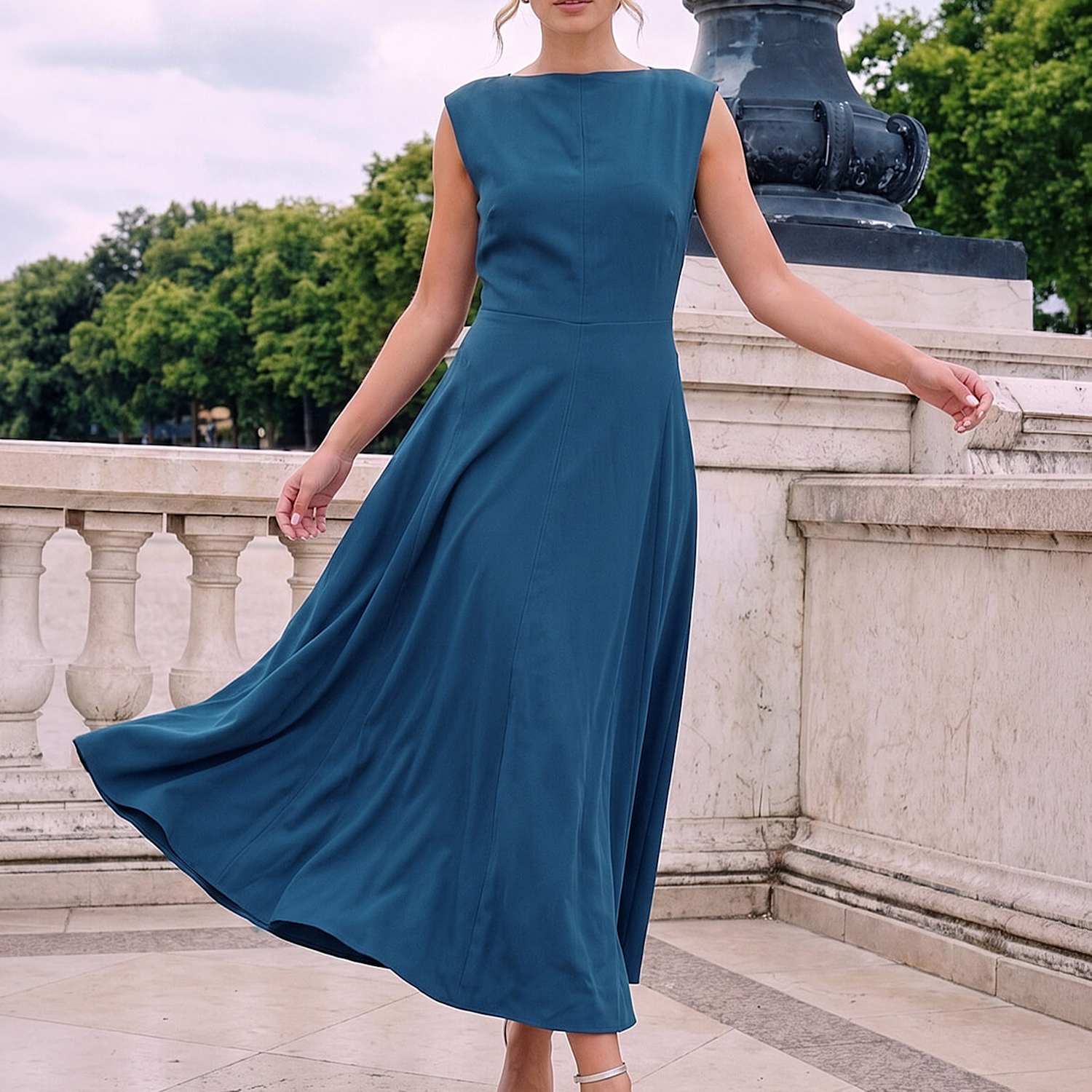 Roman Women's Asymmetric Neck Maxi Dress - 18 - Teal Mix - Available at M&S