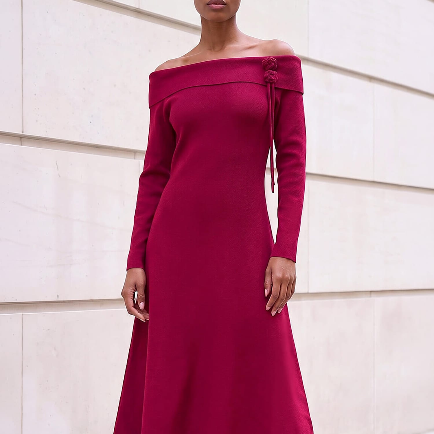Roman Women's Floral Bardot Knee Length Dress - 16 - Red Mix - Available at M&S