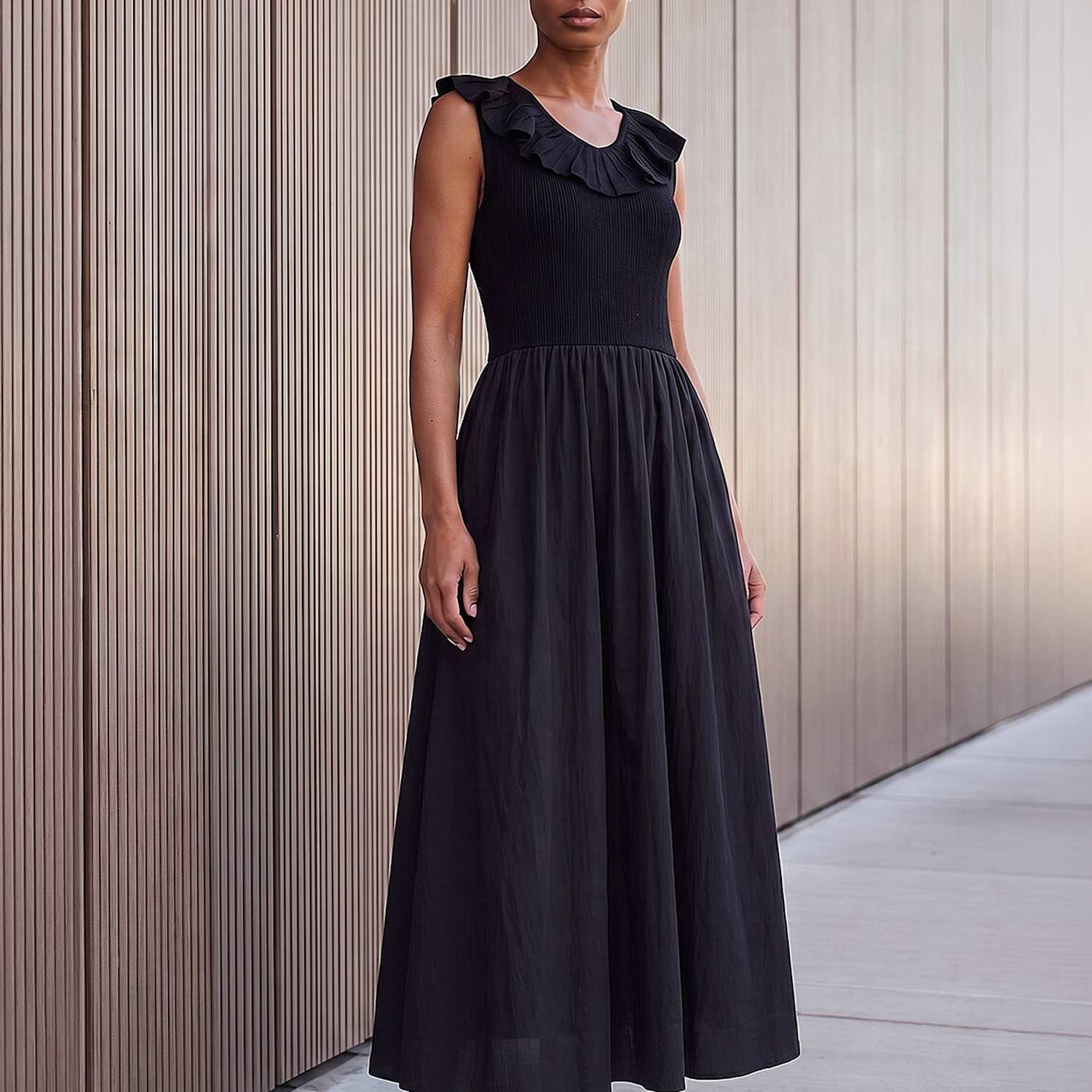 Roman Women's Frill Detail Midi Dress - 20 - Black Mix - Available at M&S