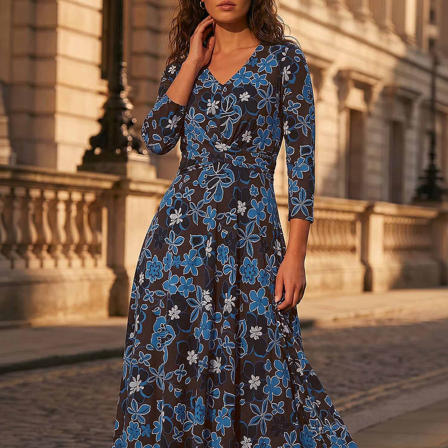 Roman Women's Floral Knee Length Dress - 10 - Brown Mix - Available at M&S
