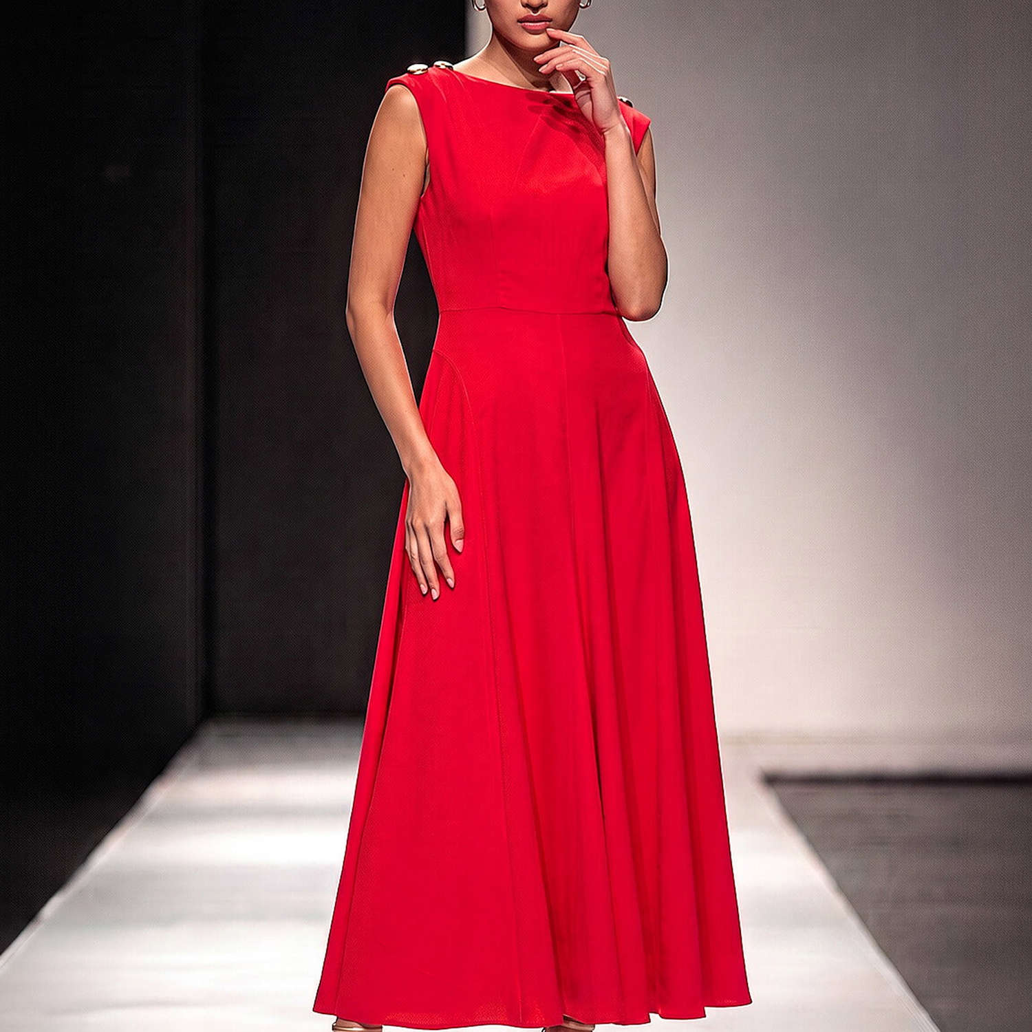 Roman Women's Metal Work Crepe Midi Dress - 18 - Red Mix - Available at M&S