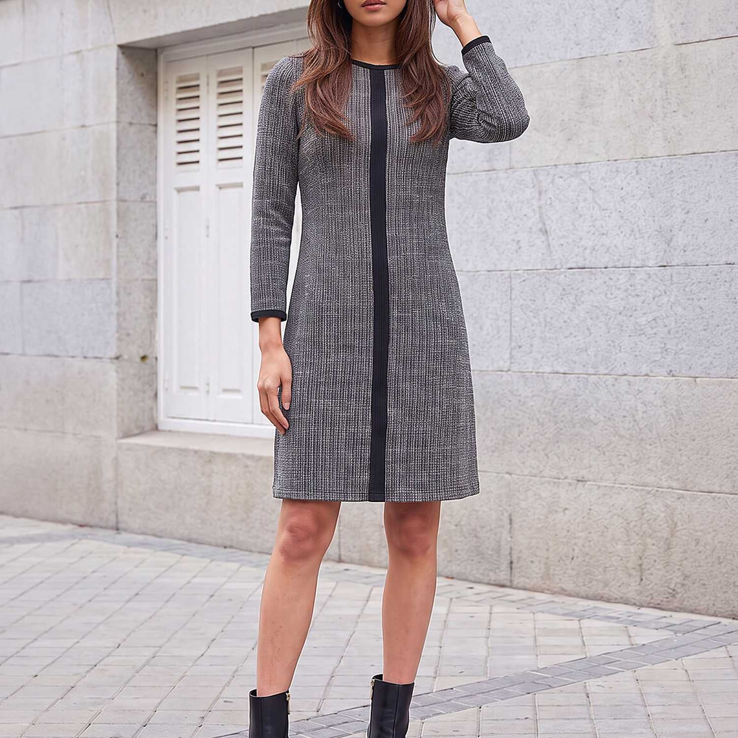 Roman Women's Textured Border Shift Dress - 16 - Grey Mix - Available at M&S