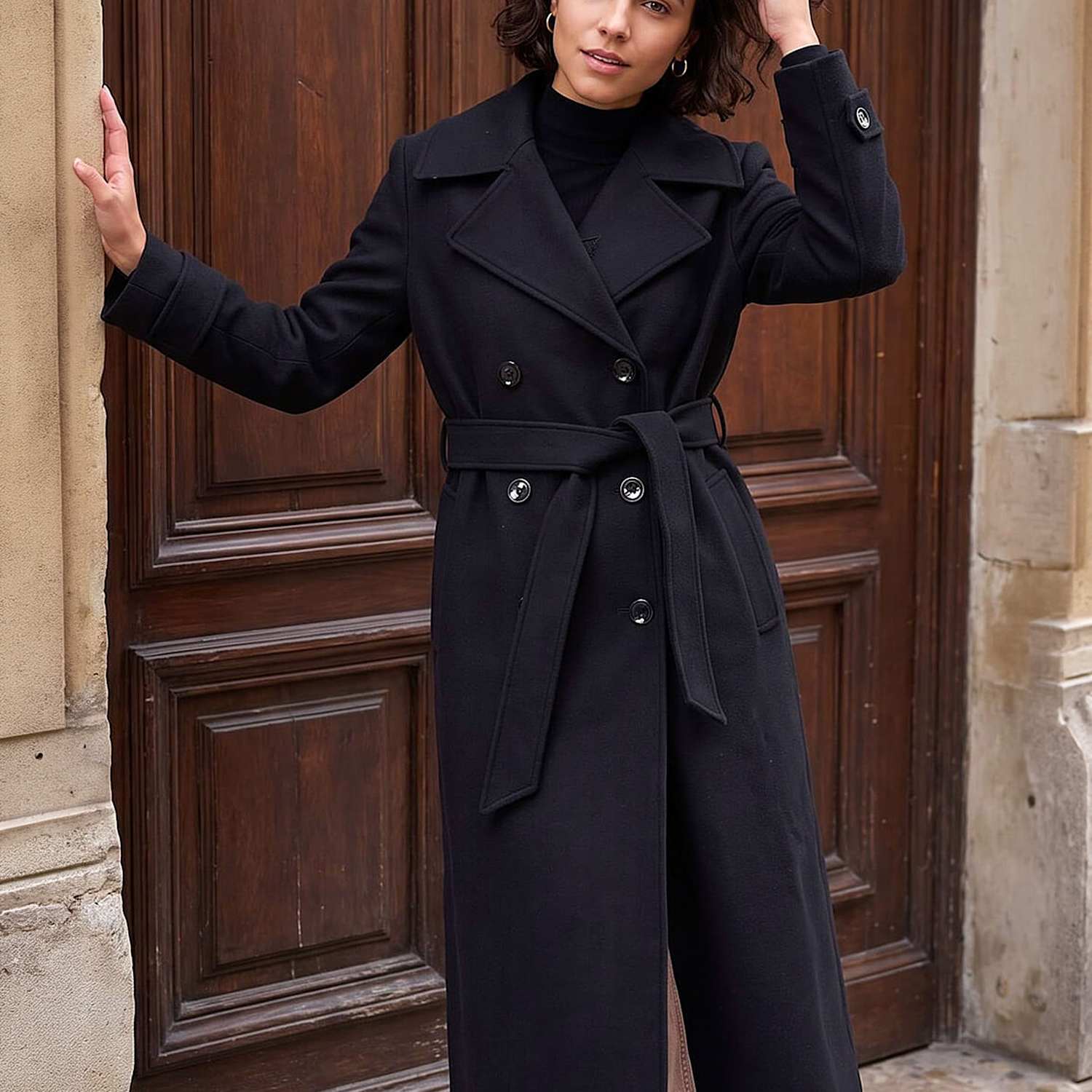 Roman Women's Belted Trench Coat - 20 - Black Mix - Available at M&S