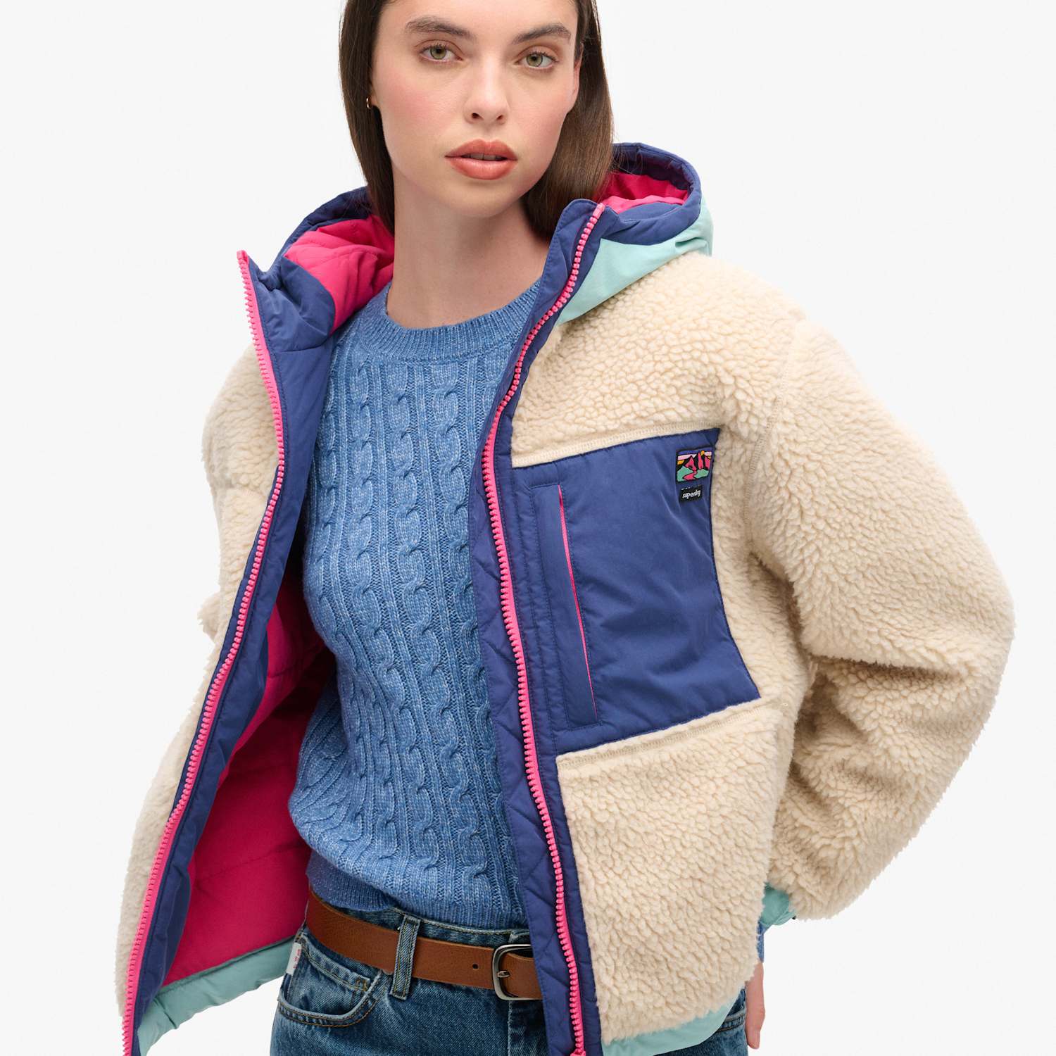 Superdry & Co Women's Hooded Fleece Jacket - 14 - Cream - Available at M&S