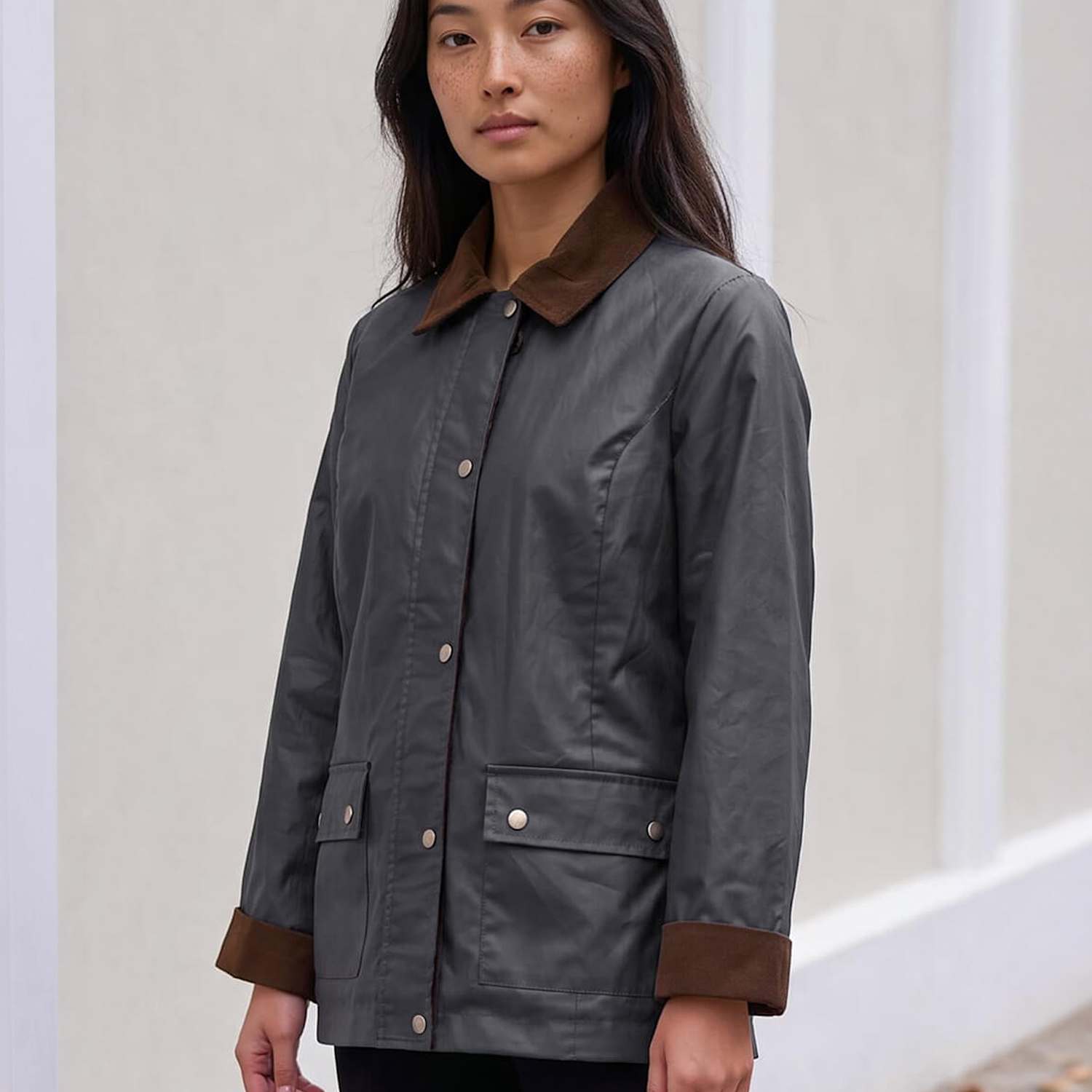 Roman Women's Petite Pure Cotton Showerproof Raincoat - 10 - Navy Mix - Available at M&S