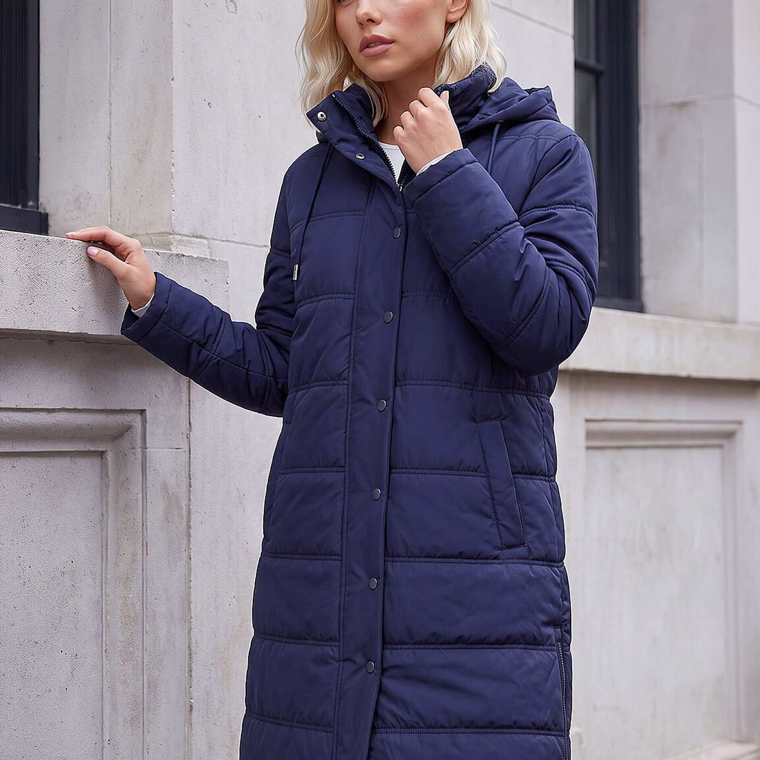 Roman Women's Petite Oversized Hooded Puffer Coat - 16 - Navy Mix - Available at M&S