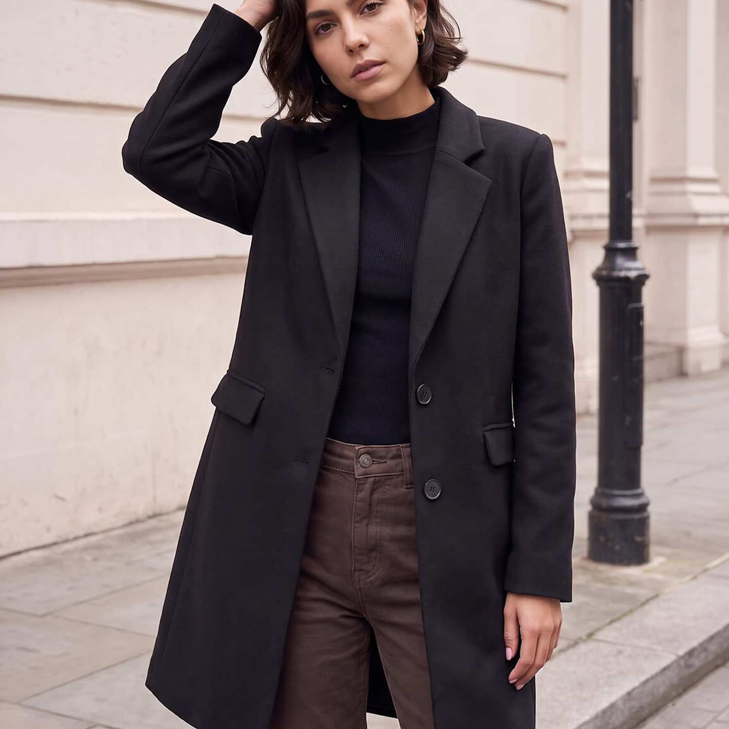 Roman Women's Tailored Single Breasted Coat - 18 - Black Mix - Available at M&S