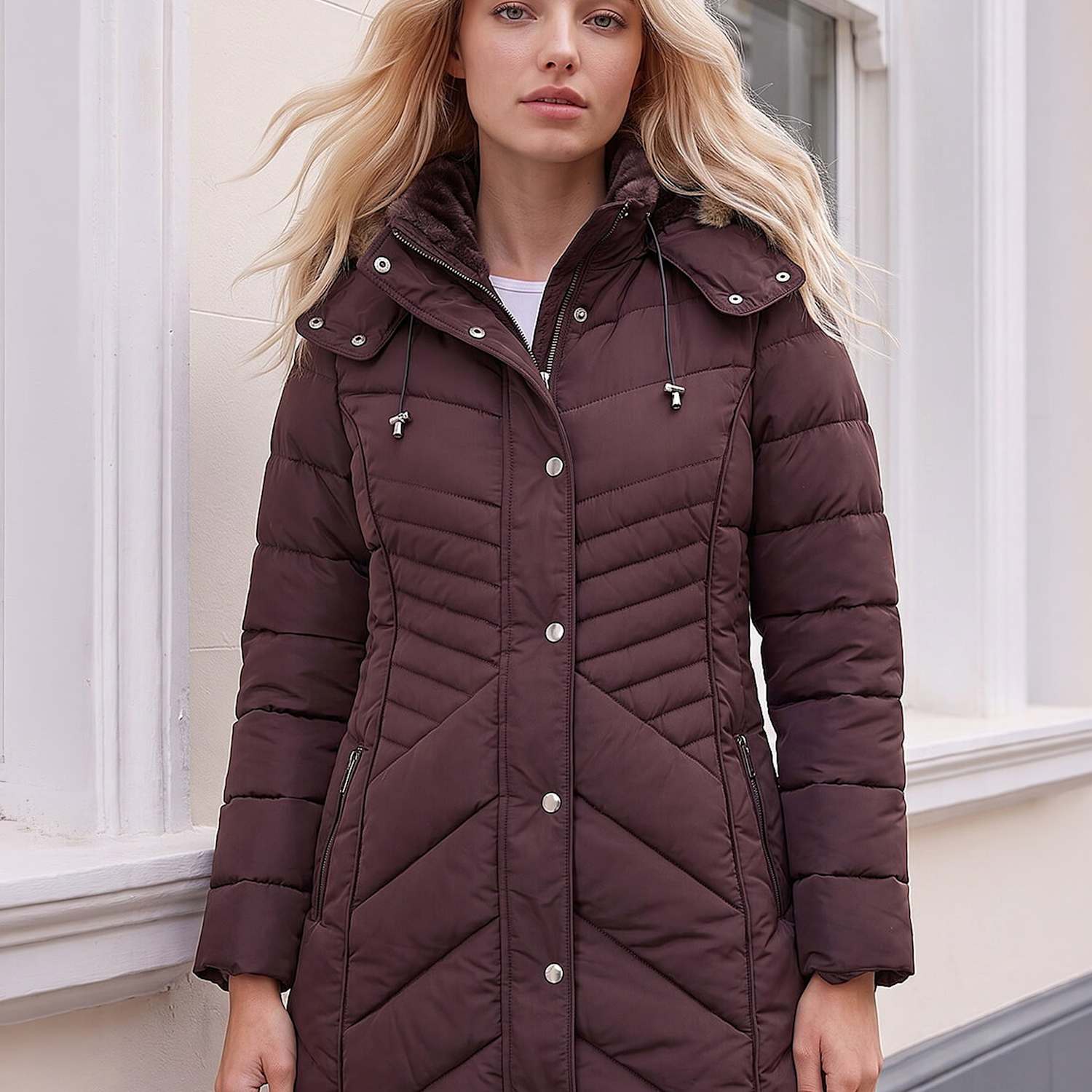 Roman Women's Petite Longline Puffer Coat - 18 - Chocolate - Available at M&S