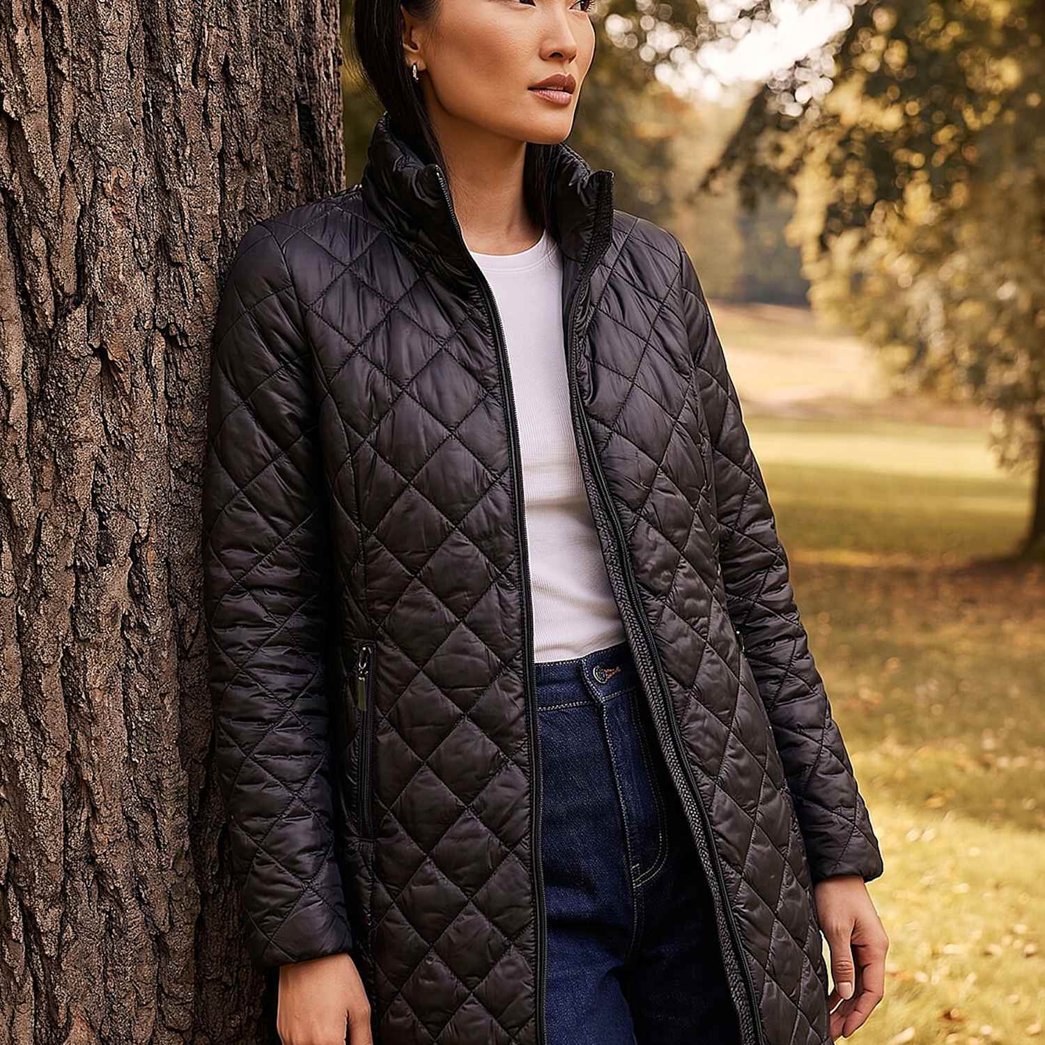 Roman Women's Two Tone Diamond Quilted Coat - 10 - Black Mix - Available at M&S