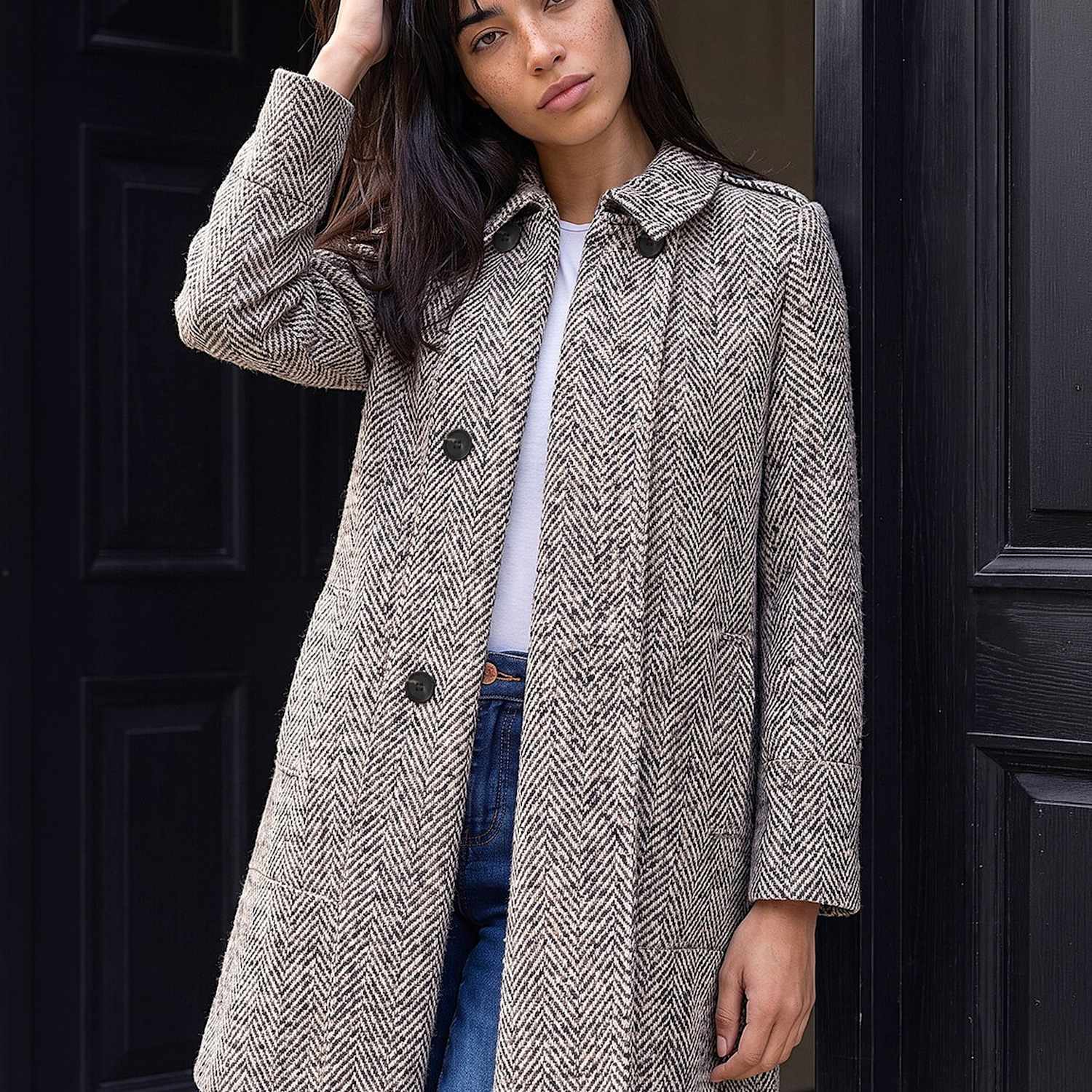 Roman Women's Petite Collared Double Breasted Coat - 18 - Stone - Available at M&S