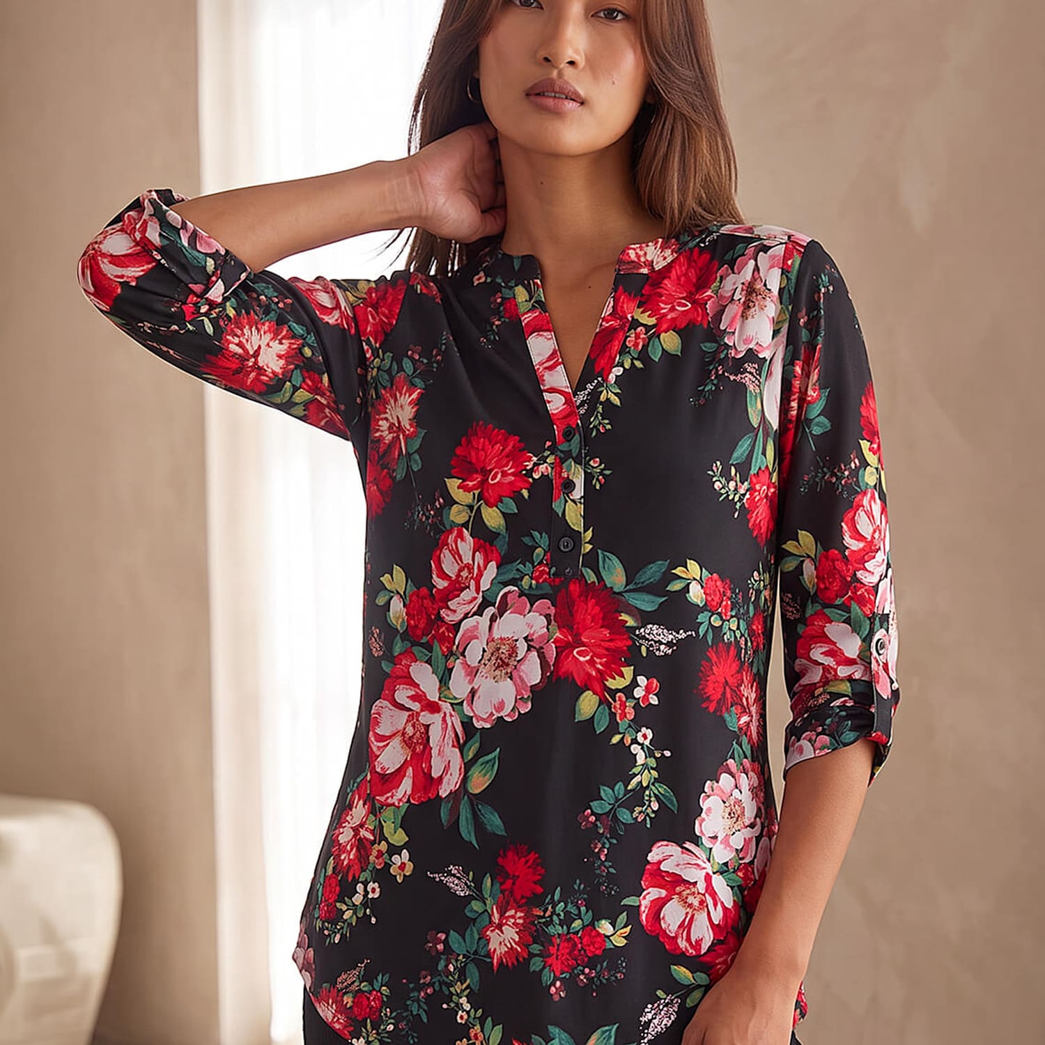 Roman Women's Floral Shirt - 12 - Red Mix - Available at M&S