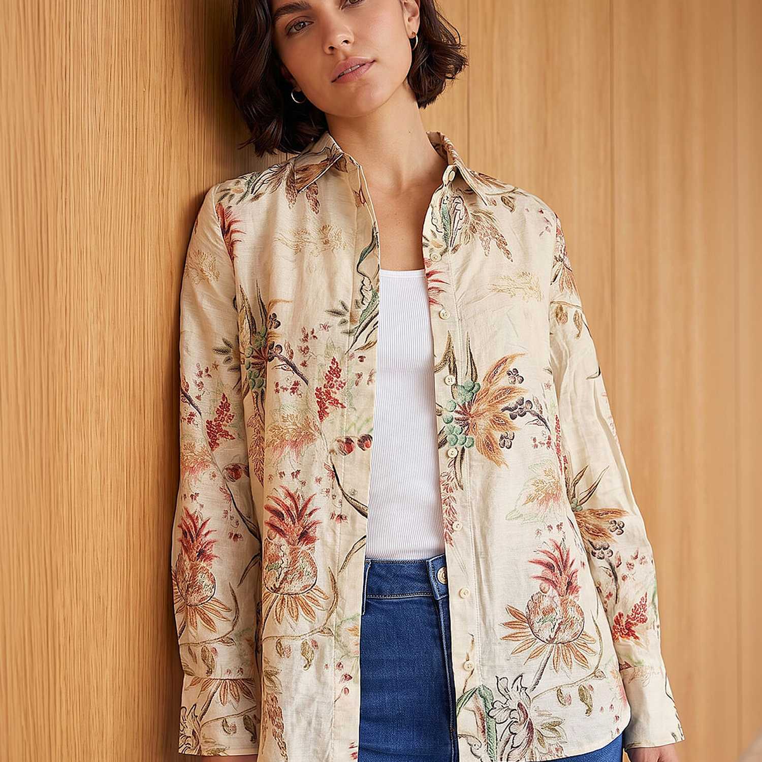 Roman Women's Floral Collared Shirt - 20 - Cream Mix - Available at M&S