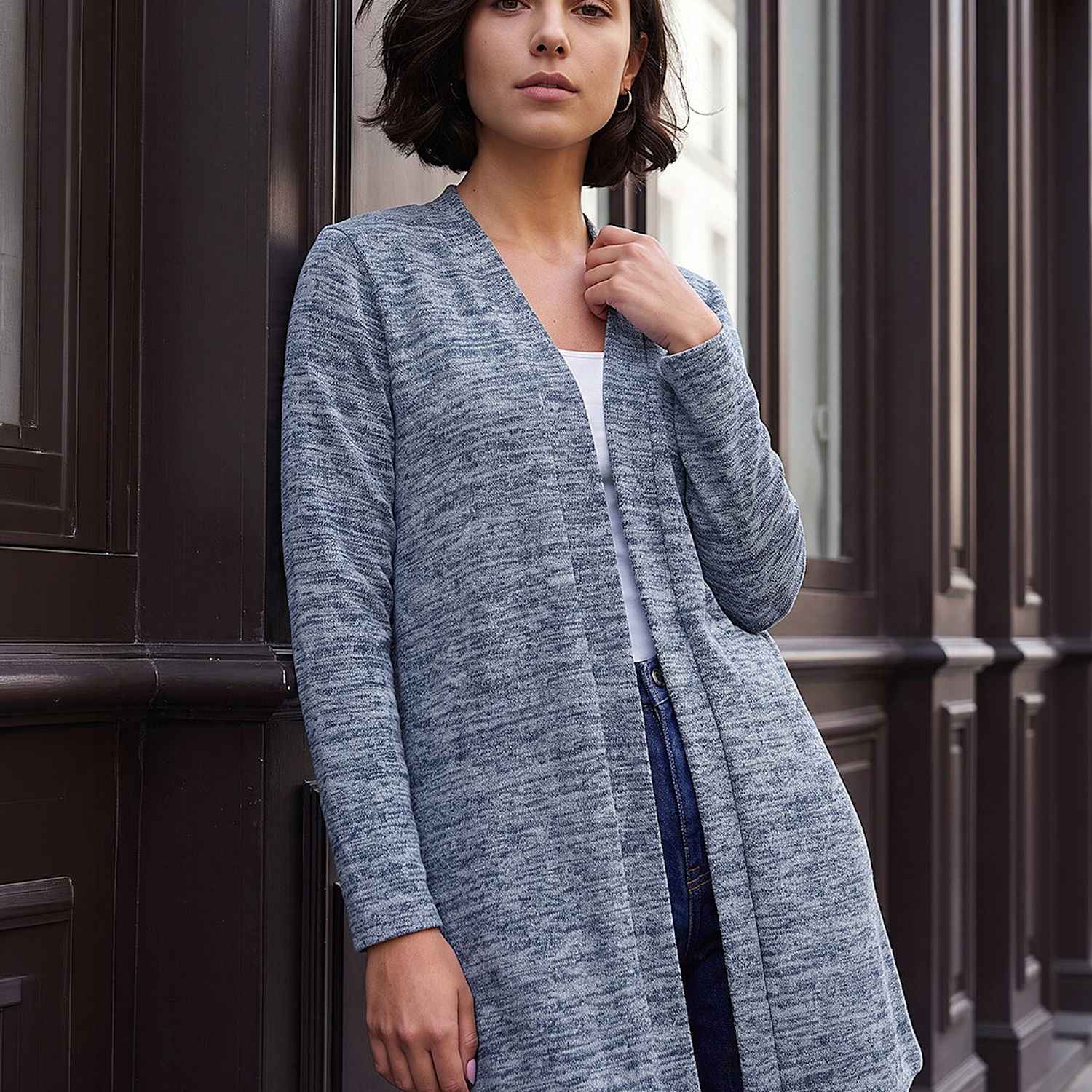 Roman Women's Rayon Blend Longline Cardigan - 12 - Grey Mix - Available at M&S