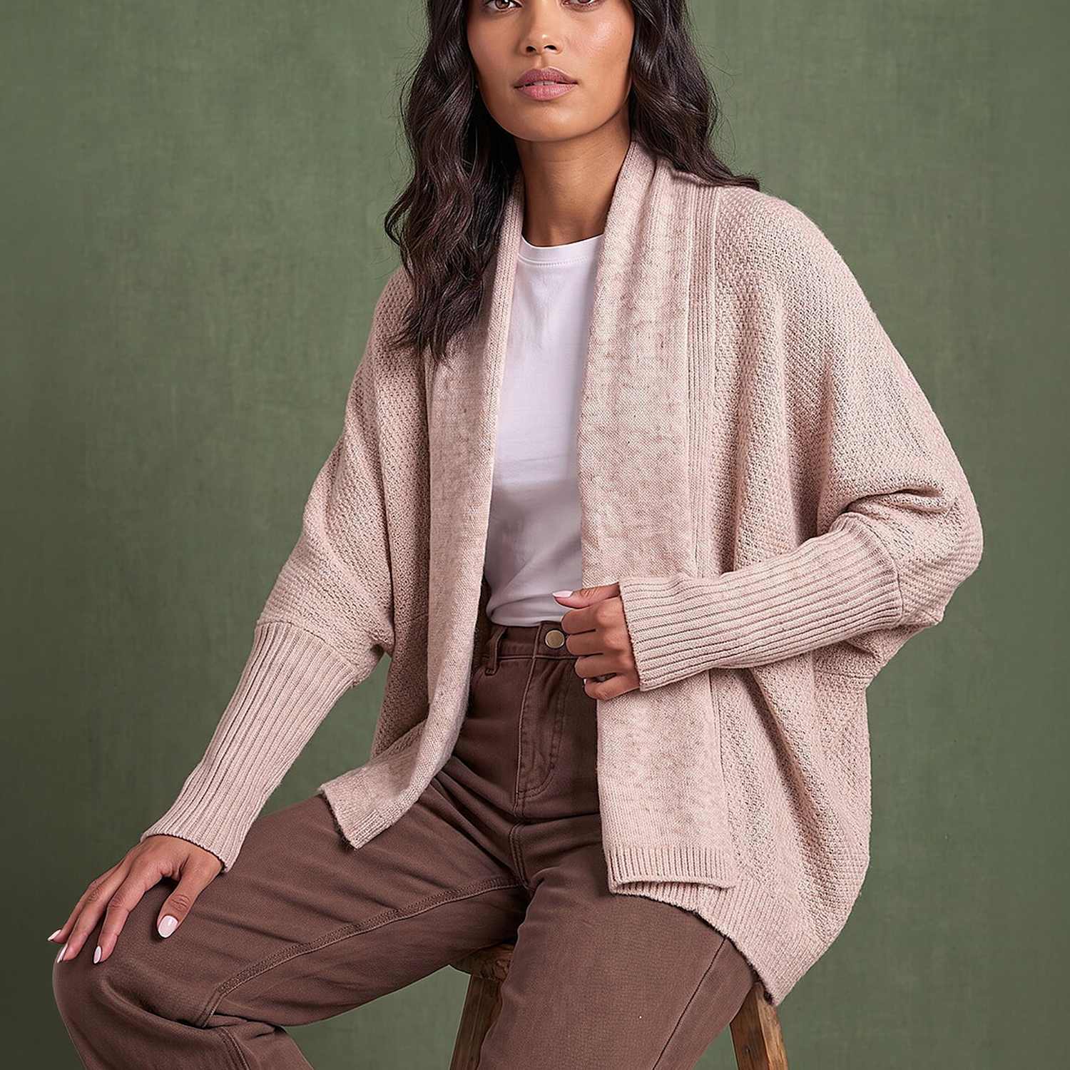 Roman Women's Longline Shrug - 16 - Beige Mix - Available at M&S