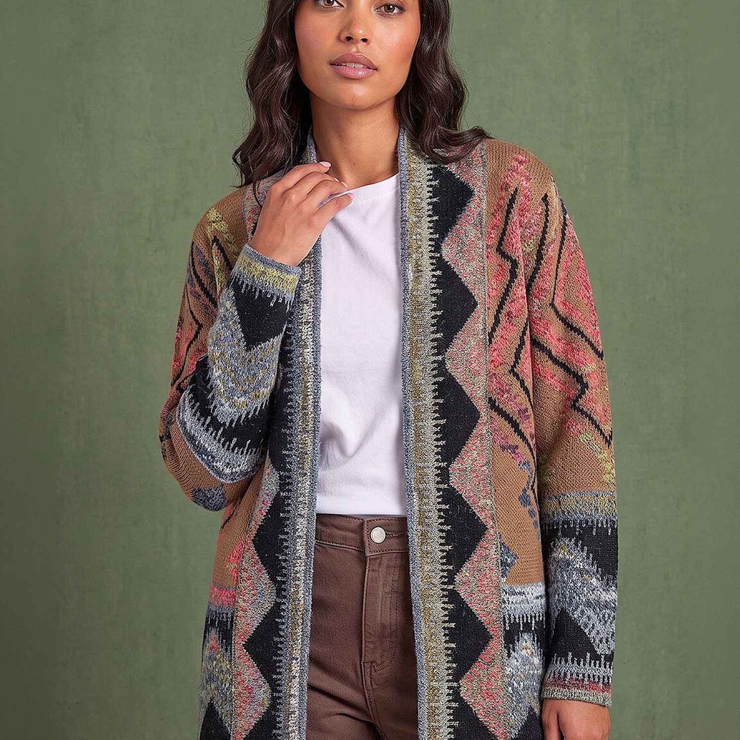 Roman Women's Nordic Pattern Cardigan - 10 - Brown Mix - Available at M&S