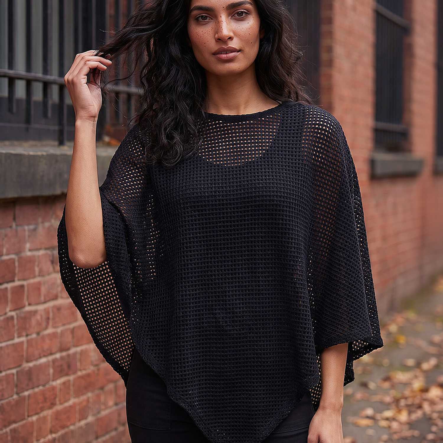 Roman Women's Textured Collared Cape Top - Small - Black Mix - Available at M&S