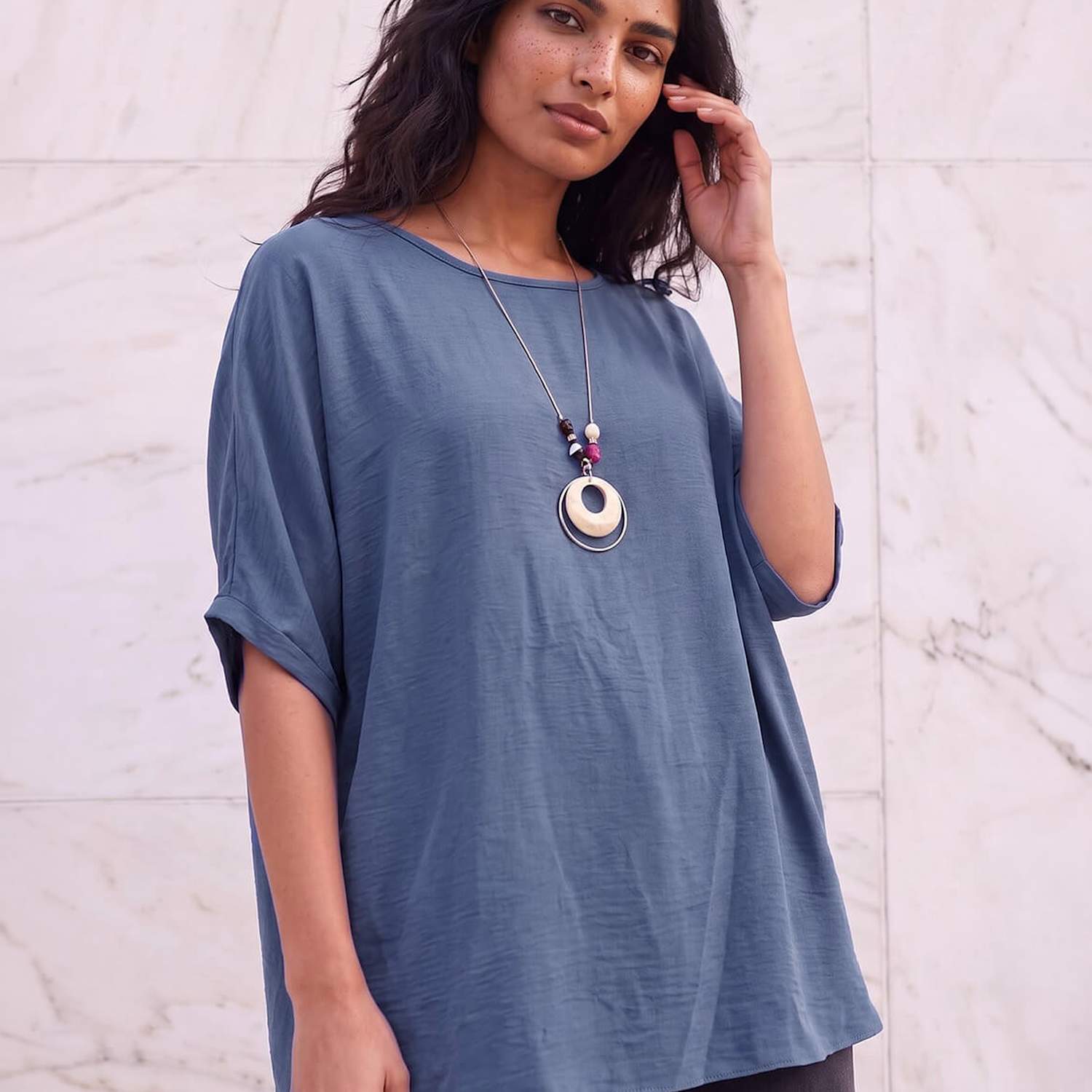 Roman Women's Fitted Tunic - Small - Blue Mix - Available at M&S