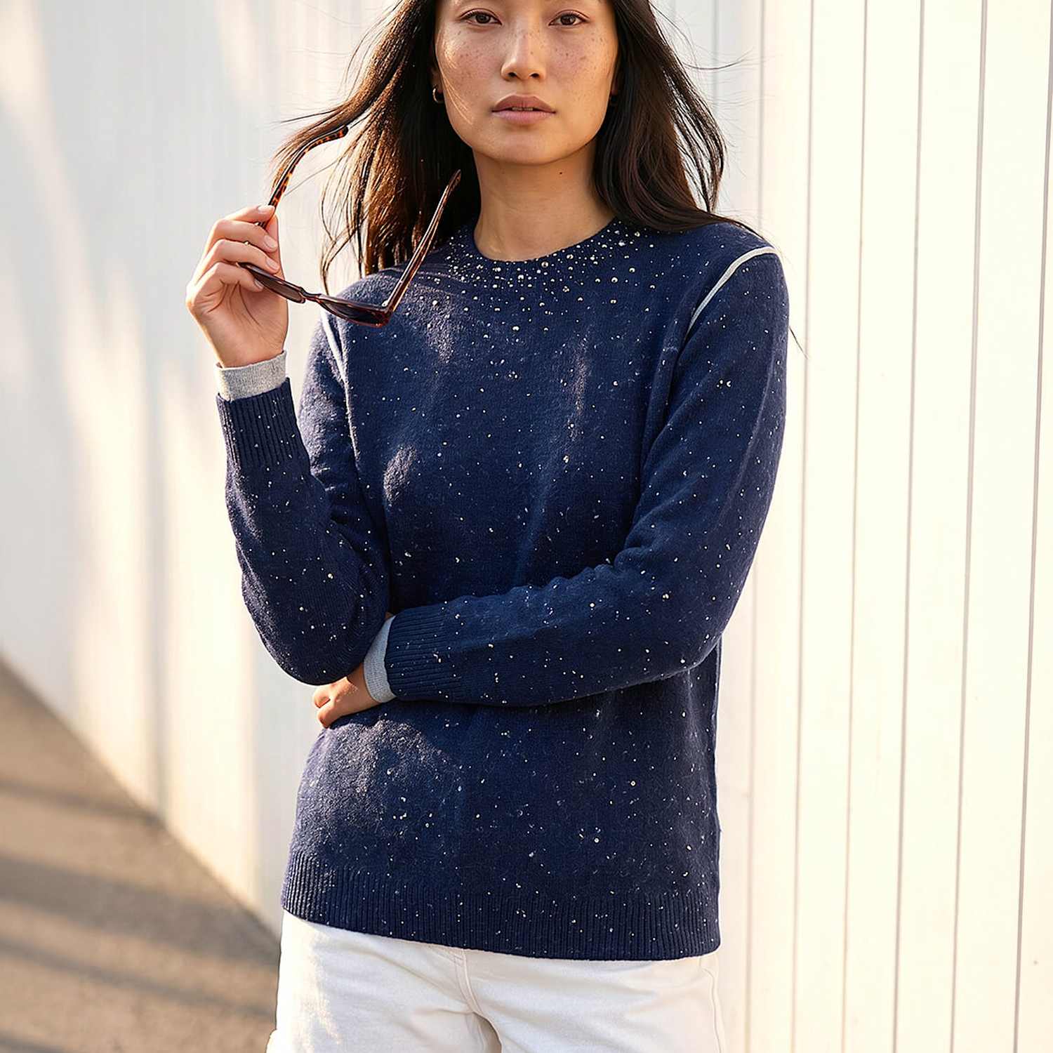 Roman Women's Embellished Crew Neck Jumper - 18 - Navy Mix - Available at M&S