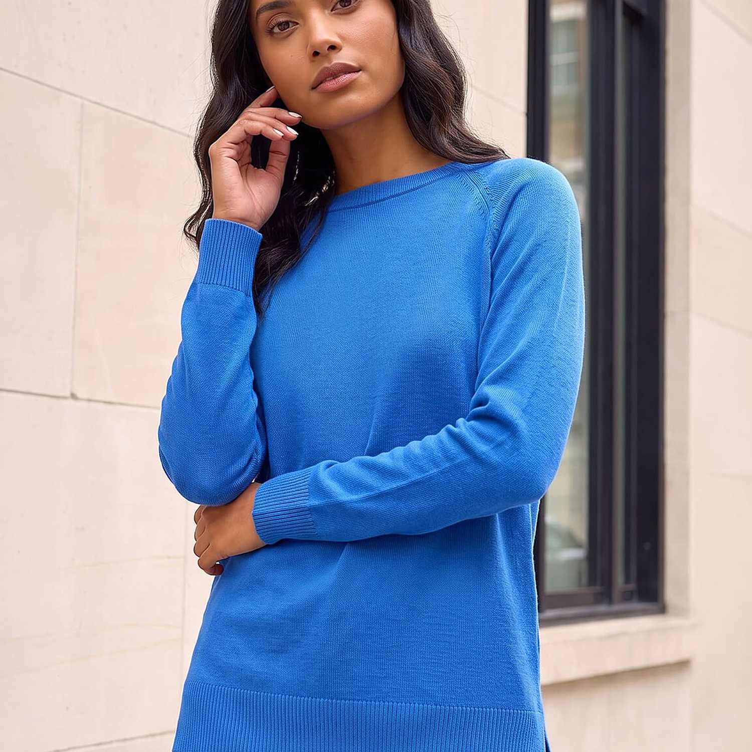 Roman Women's Soft Crew Neck Knit Jumper - 12 - Blue Mix - Available at M&S