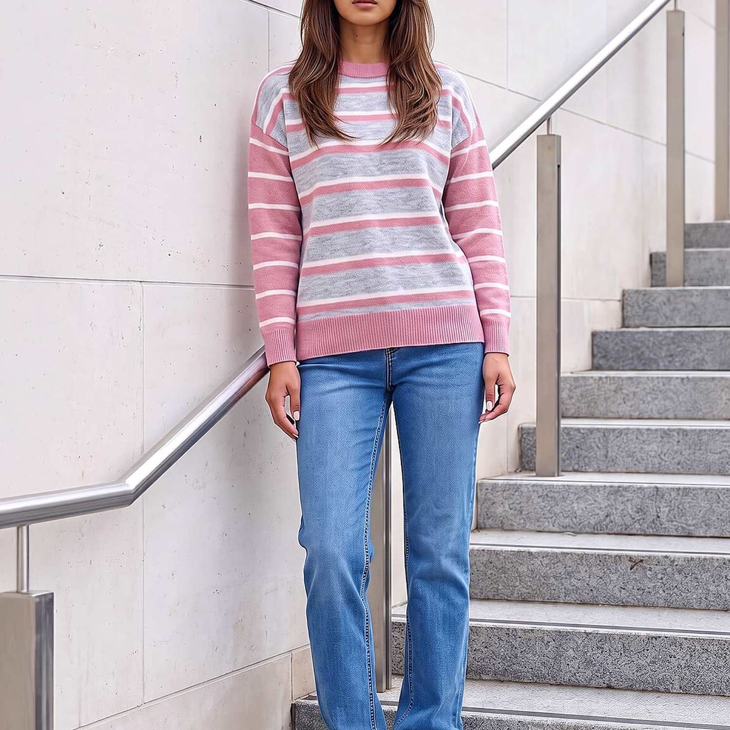 Roman Women's Striped Jumper - 16 - Light Pink Mix - Available at M&S