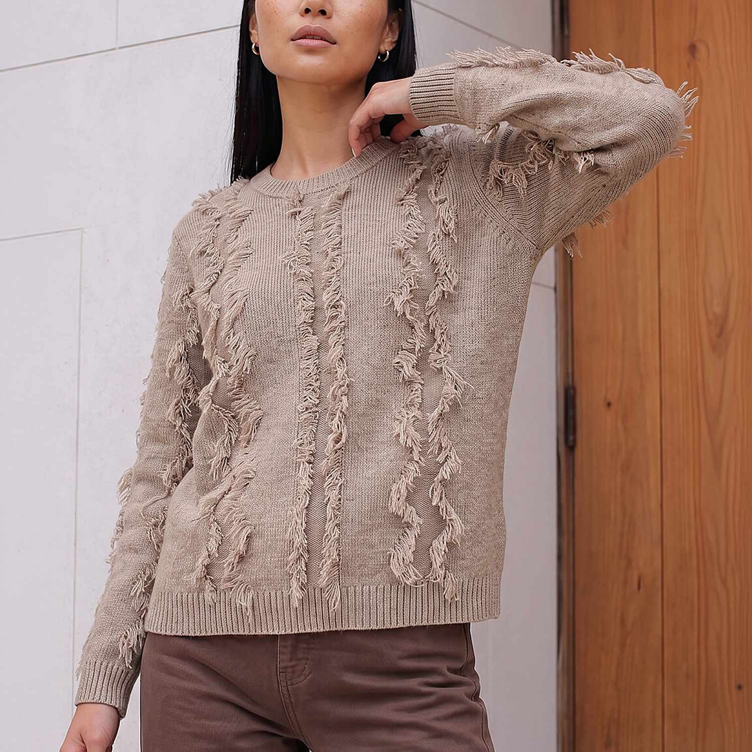 Roman Women's Fringe Jumper - 18 - Beige Mix - Available at M&S