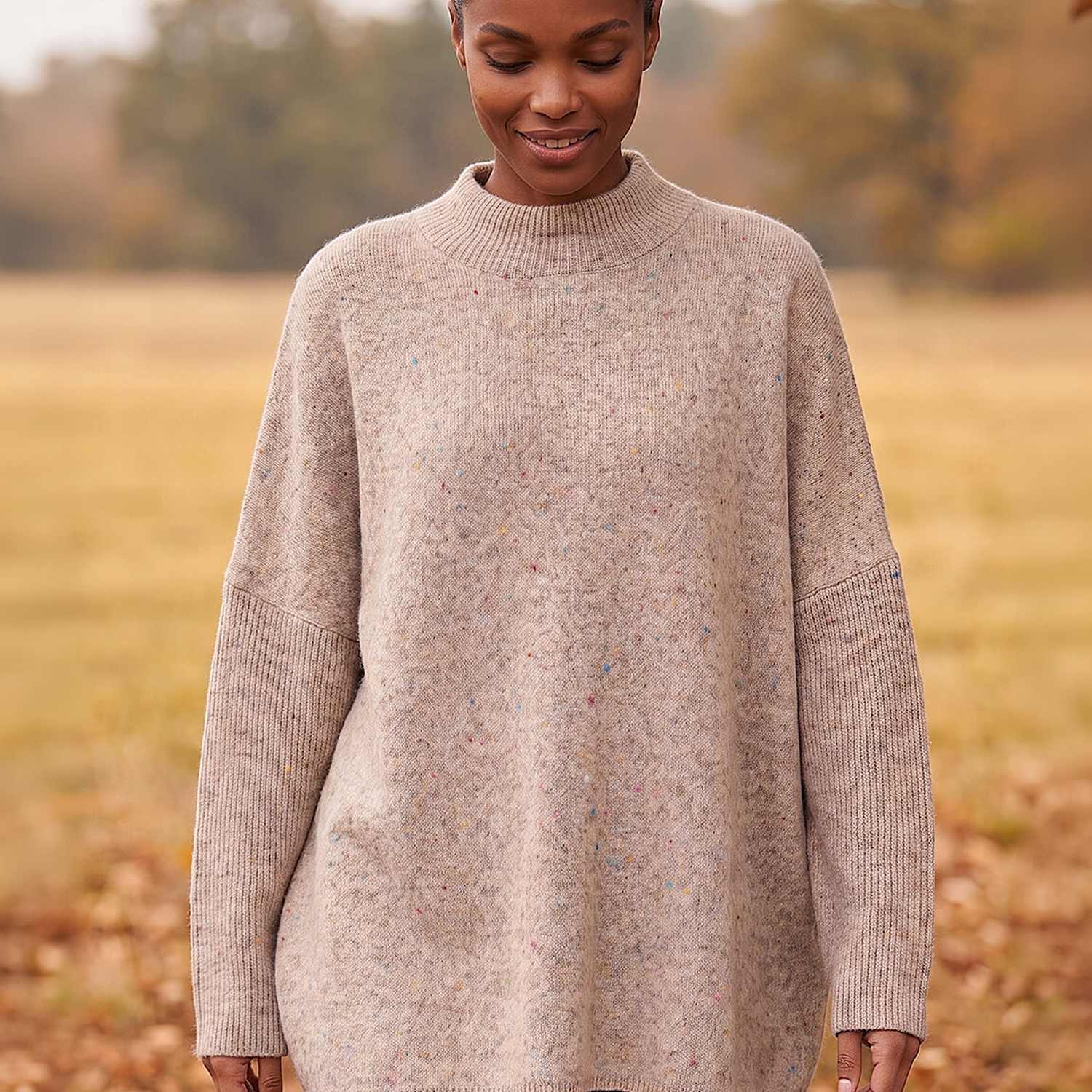 Roman Women's Textured Oversized Jumper - Large - Beige Mix - Available at M&S