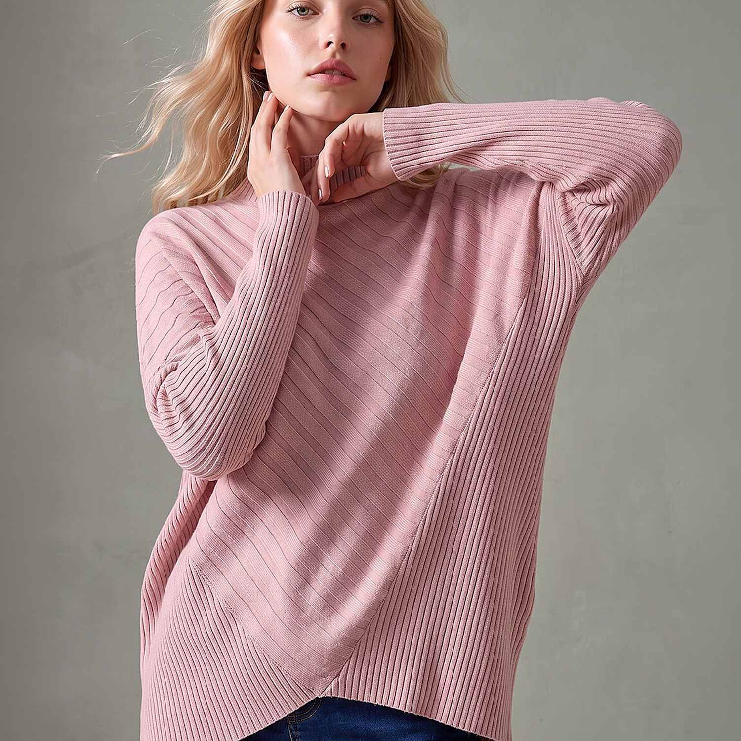 Roman Women's Rayon Blend Oversized Jumper - Medium - Light Pink Mix - Available at M&S