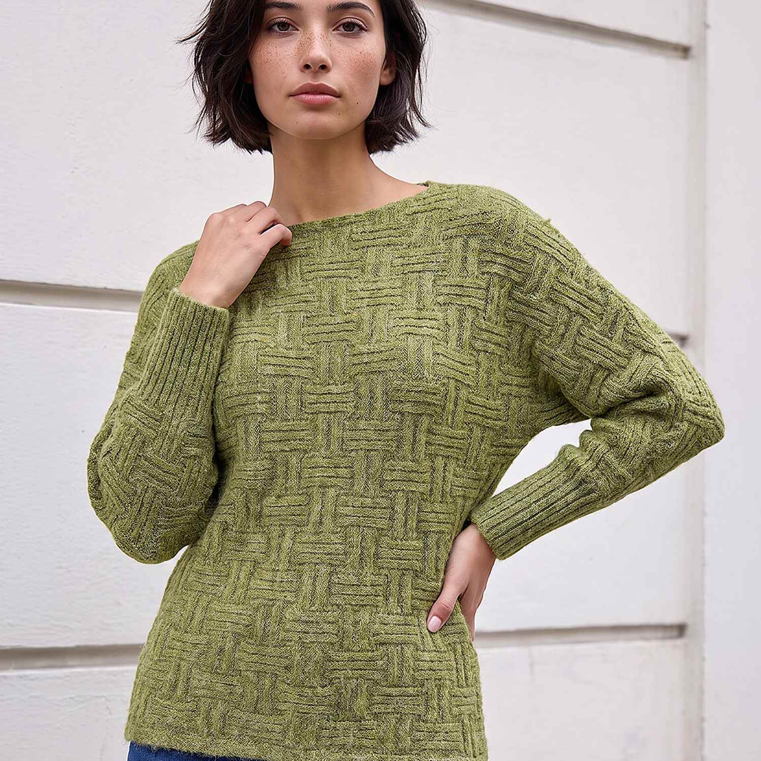Roman Women's Batwing Sleeve Relaxed Jumper - Small - Green Mix - Available at M&S