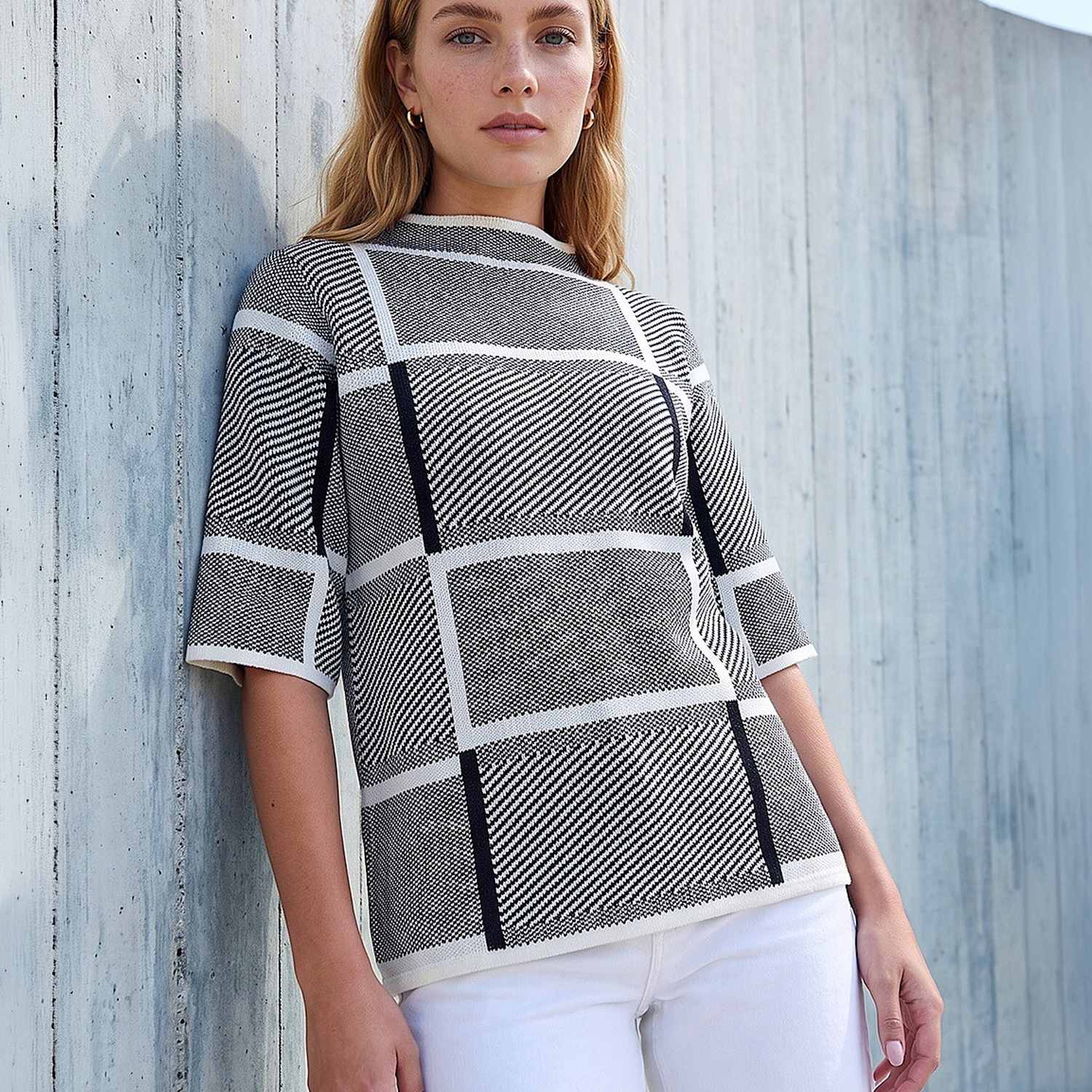 Roman Women's Checked Jumper - 12 - Grey Mix - Available at M&S