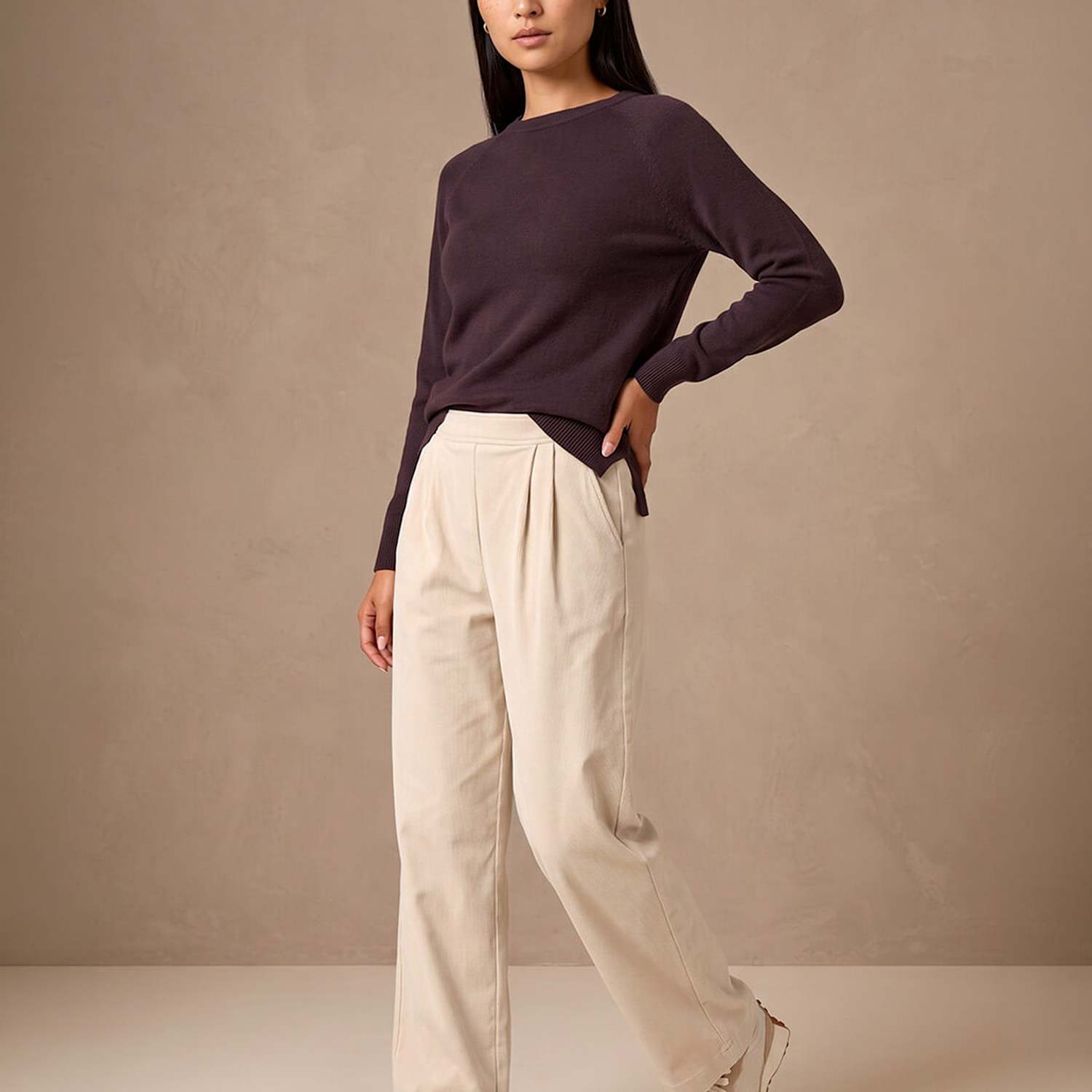 Roman Women's Cord Wide Leg Trousers - 14 - Natural Mix - Available at M&S