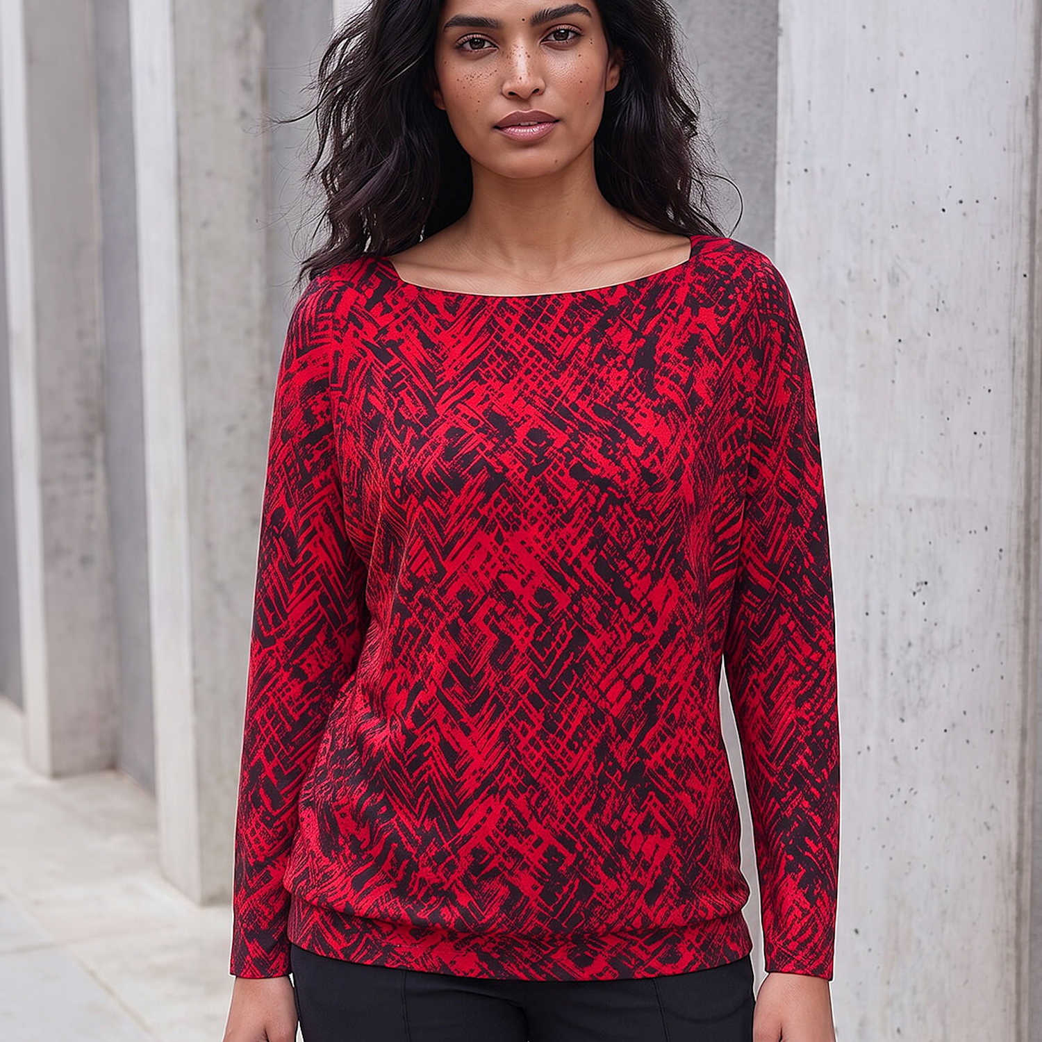 Roman Women's Printed Top - 16 - Red Mix - Available at M&S