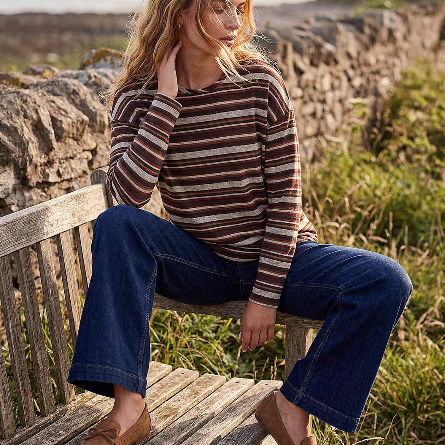 Roman Women's Striped Regular Fit Top - 14 - Brown Mix - Available at M&S
