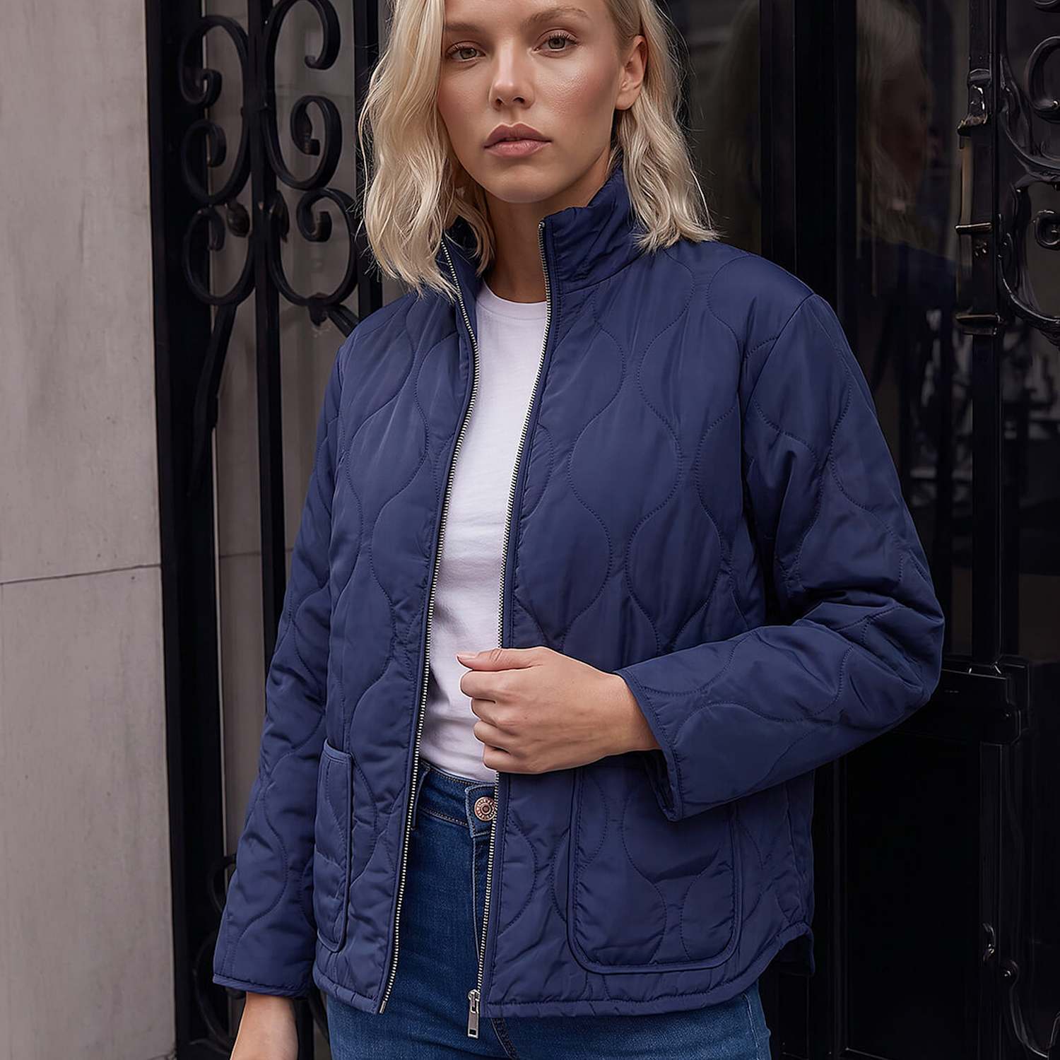 Roman Women's Petite Padded Jacket - 16 - Navy Mix - Available at M&S