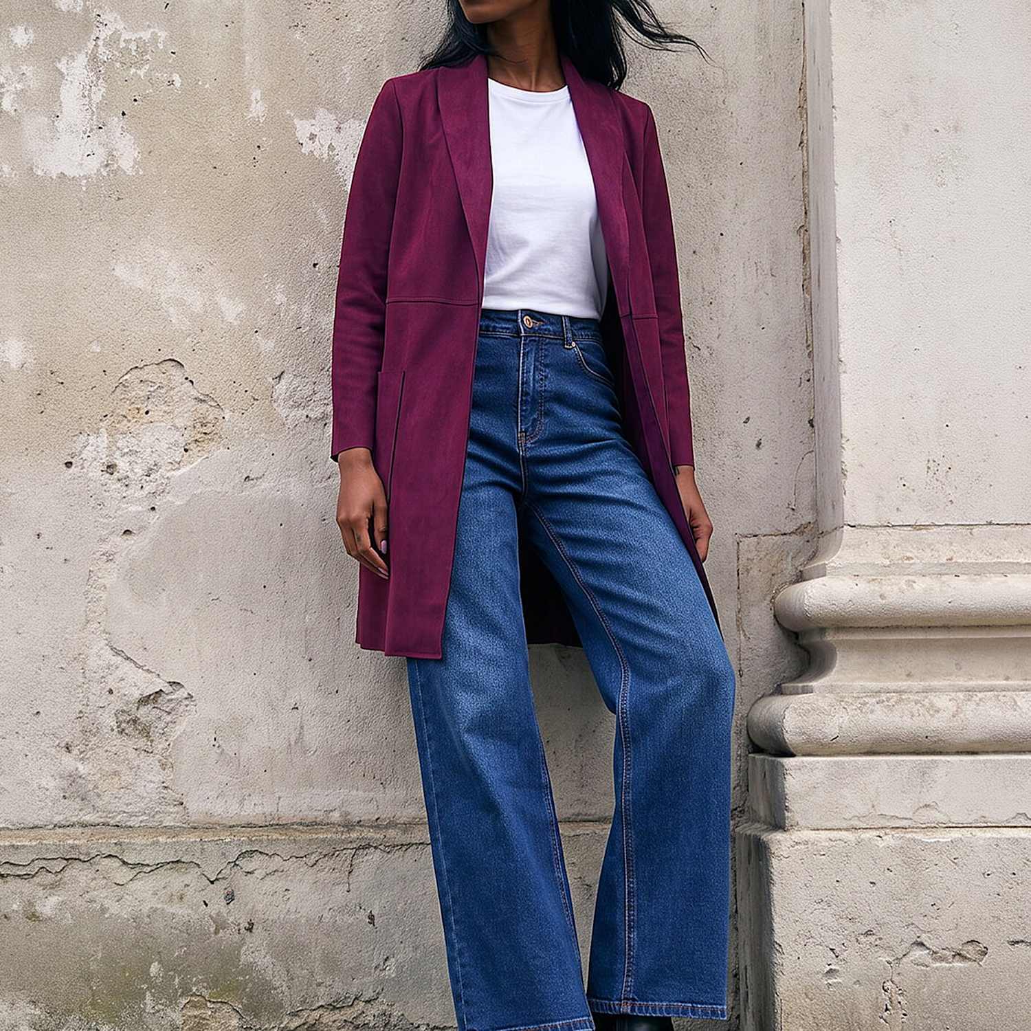 Roman Women's Petite Faux Suede Pocket Jacket - 12 - Burgundy Mix - Available at M&S