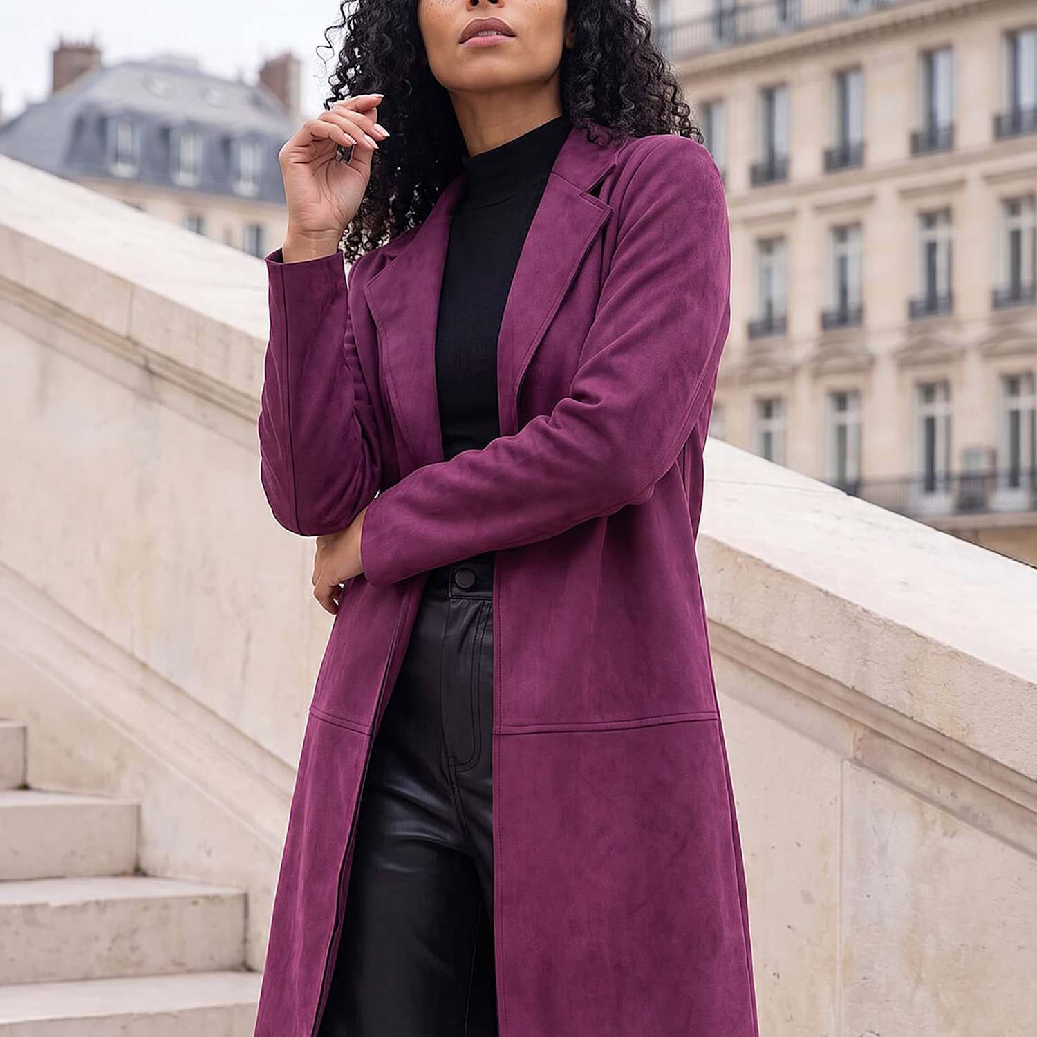 Roman Women's Faux Suede Longline Jacket - 16 - Burgundy Mix - Available at M&S