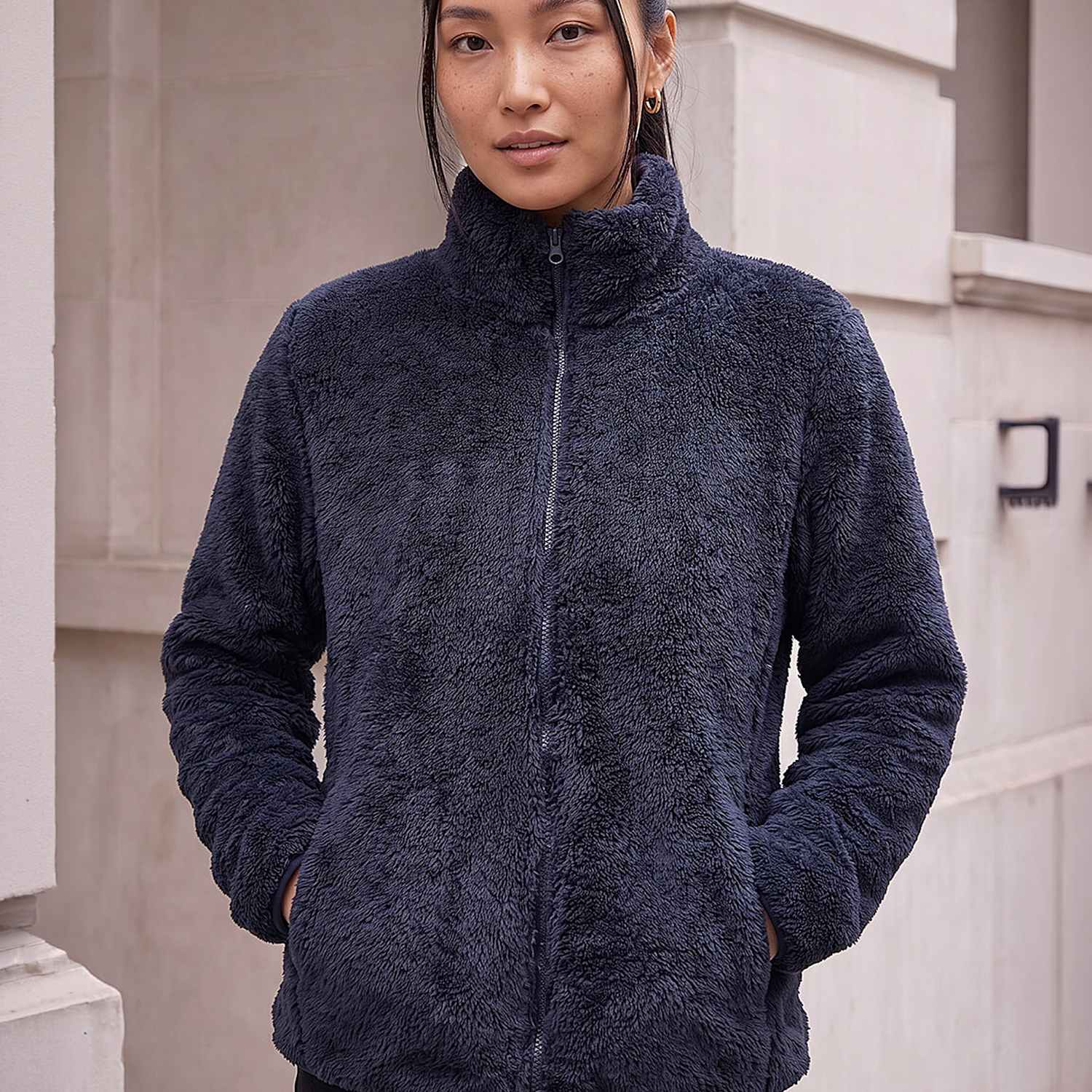 Roman Women's Sherpa Fleece Jacket - Medium - Navy Mix - Available at M&S