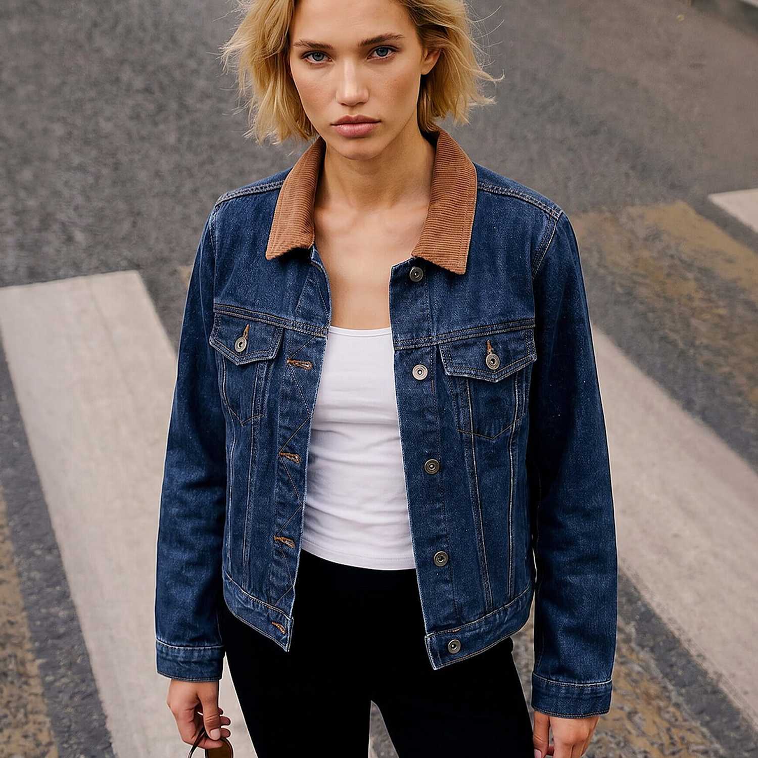 Roman Women's Cord Collar Denim Jacket - 16 - Indigo Mix - Available at M&S