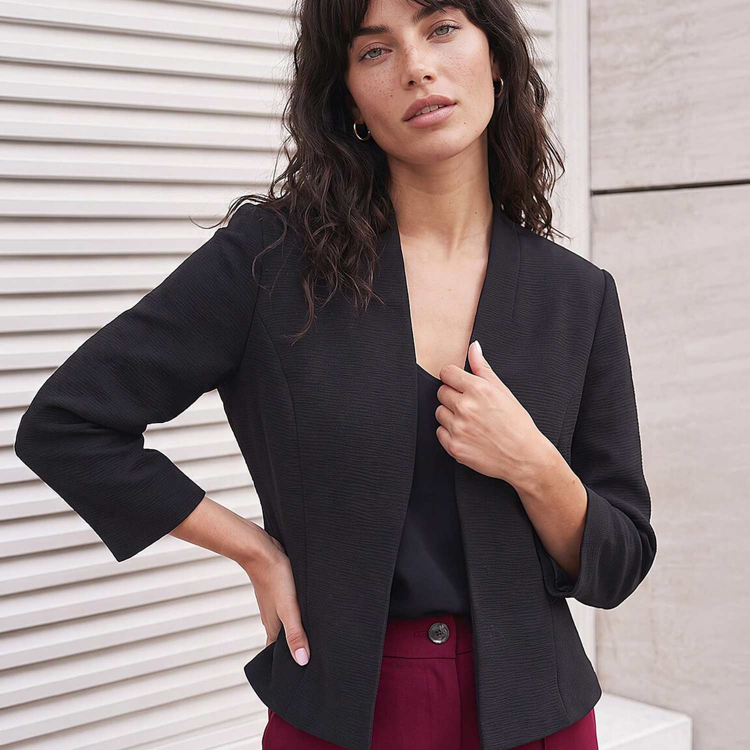 Roman Women's Textured Peplum Cropped Jacket - 16 - Black Mix - Available at M&S