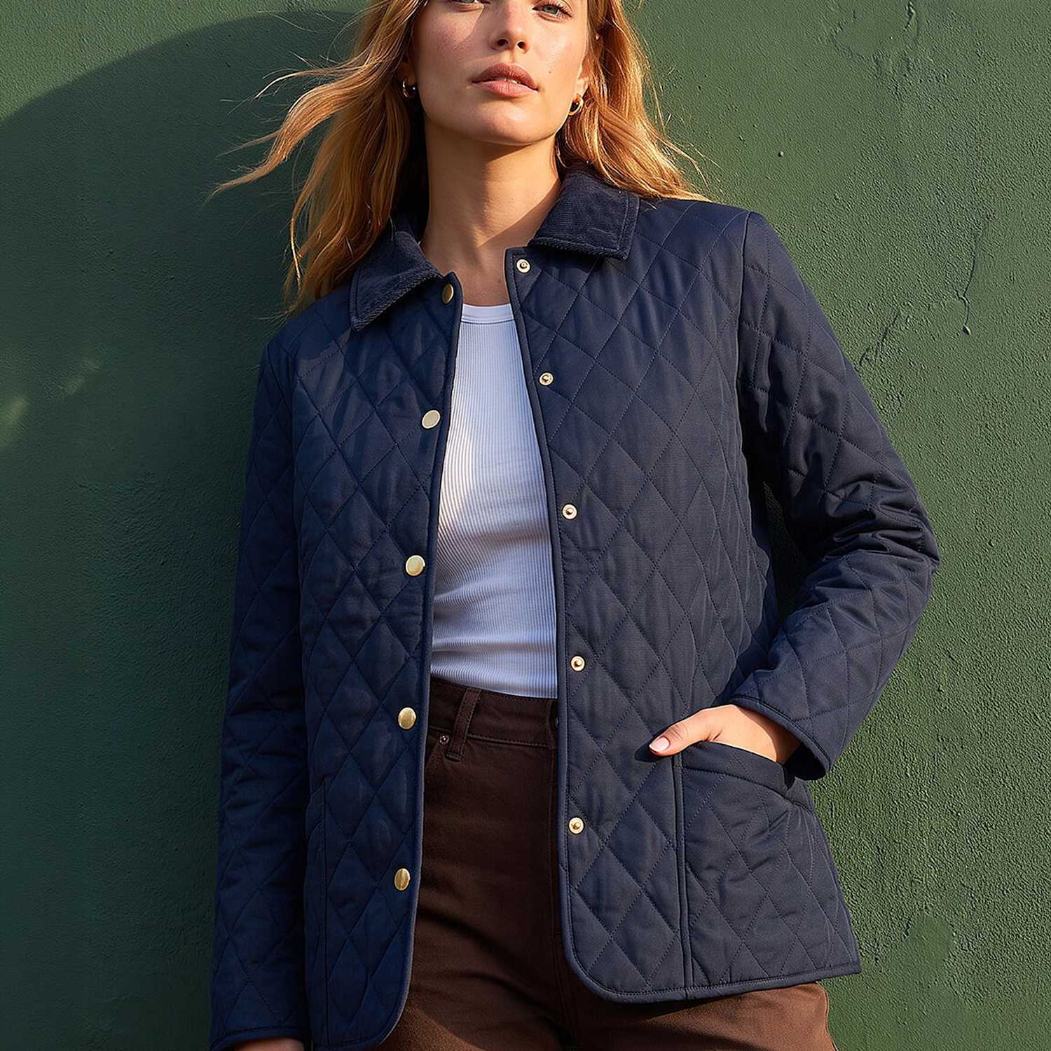 Roman Women's Quilted Collared Cropped Jacket - 12 - Navy Mix - Available at M&S