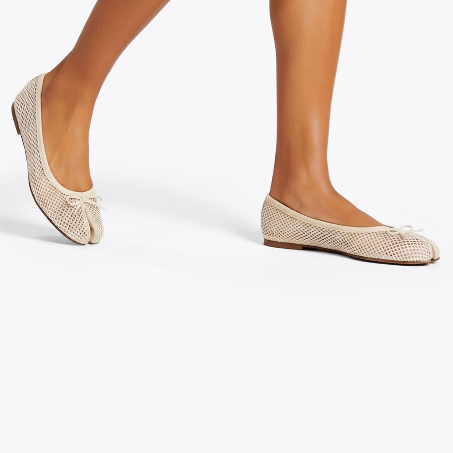 Steve Madden Women's Calico Mesh Detail Ballet Pumps - 4 - White - Available at M&S