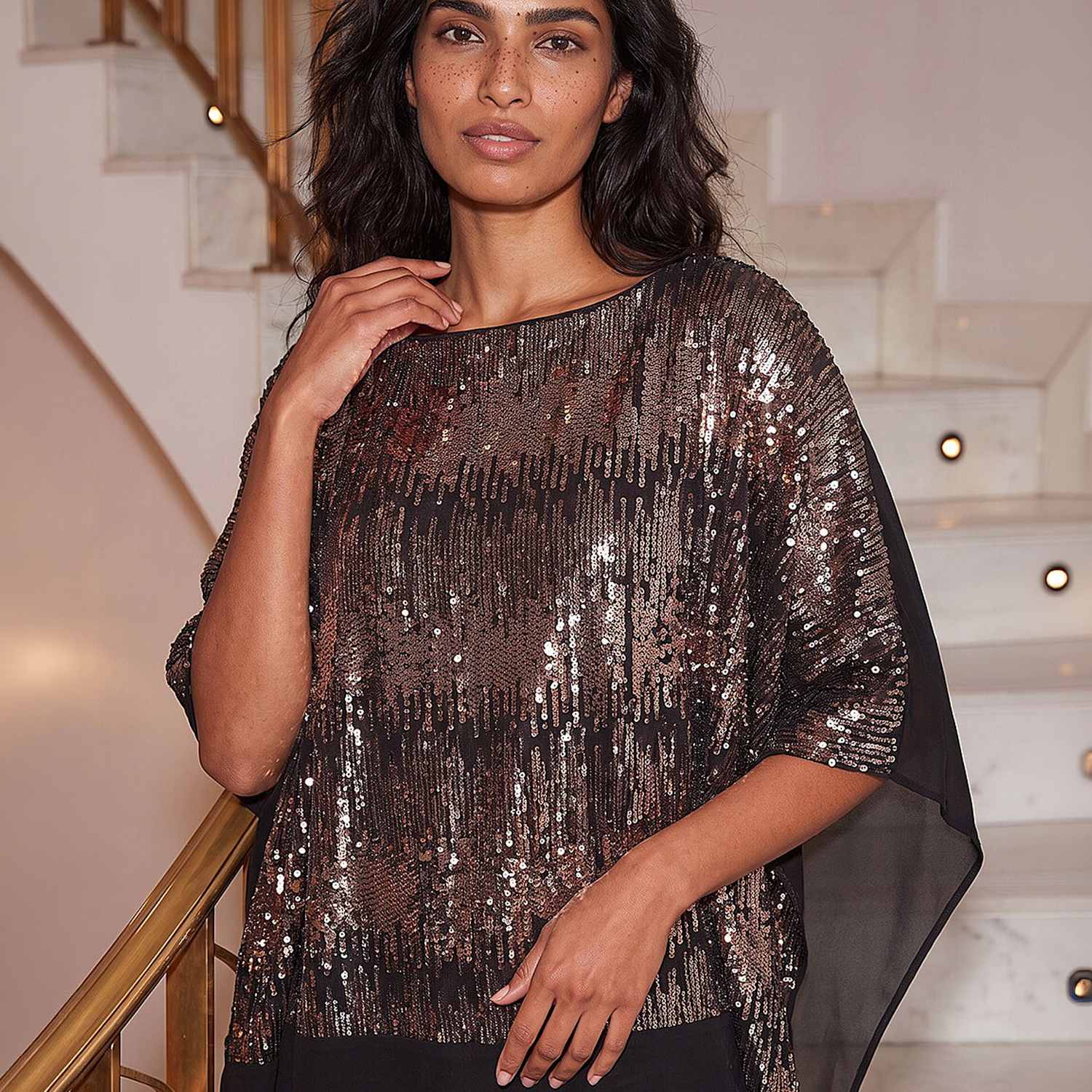 Roman Women's Ombre Sequin Top - 16 - Taupe - Available at M&S