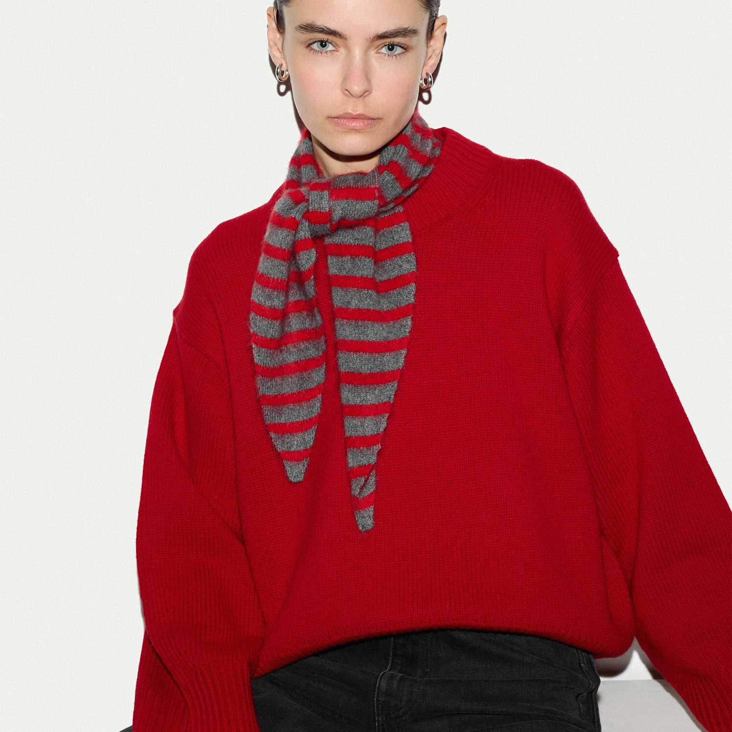 Jigsaw Women's Pure Cashmere Striped Cravat Scarf - Grey Mix - Available at M&S