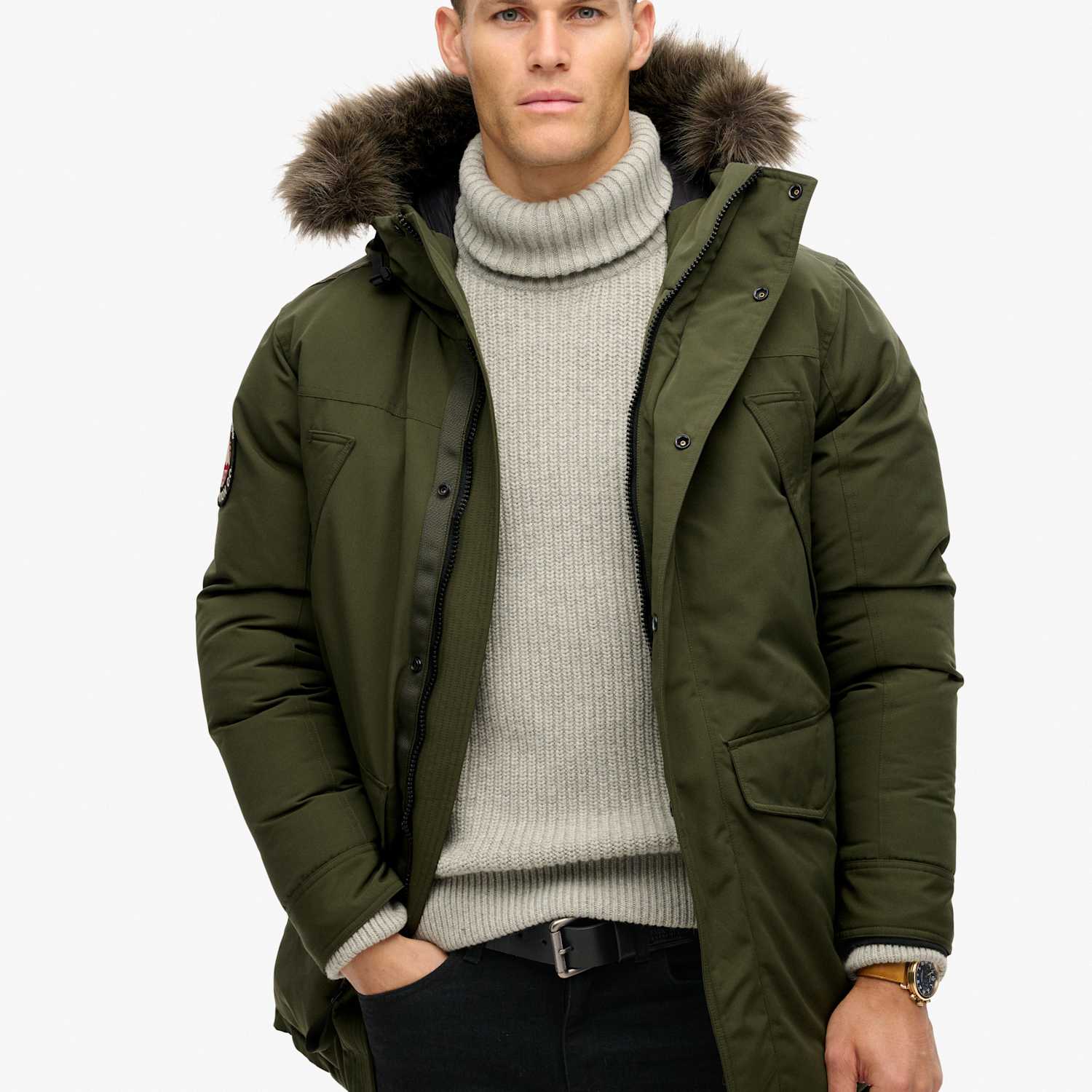 Superdry & Co Men's Hooded Parka Jacket - XL - Khaki - Available at M&S