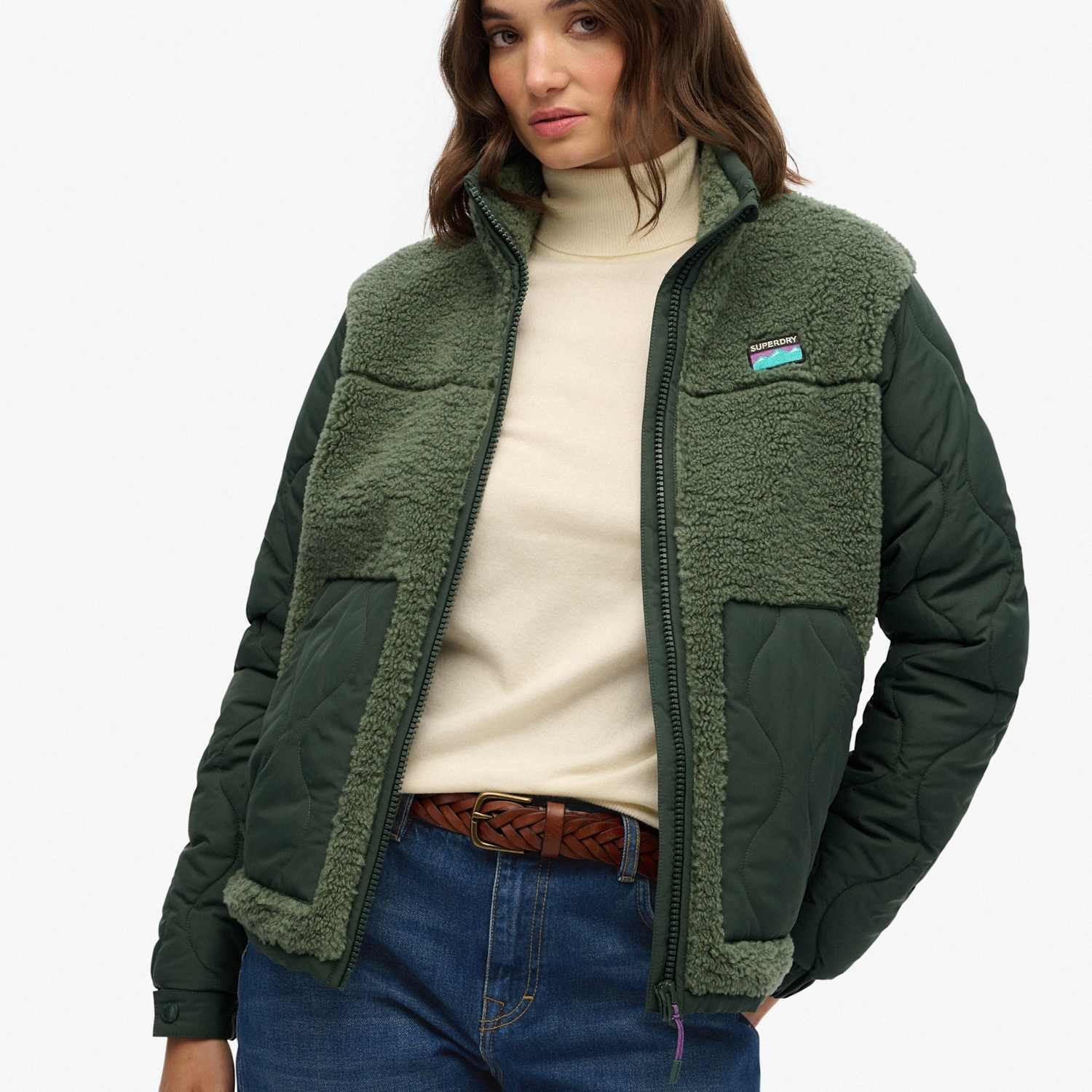Superdry & Co Women's Fleece Quilted Jacket - 12 - Green - Available at M&S