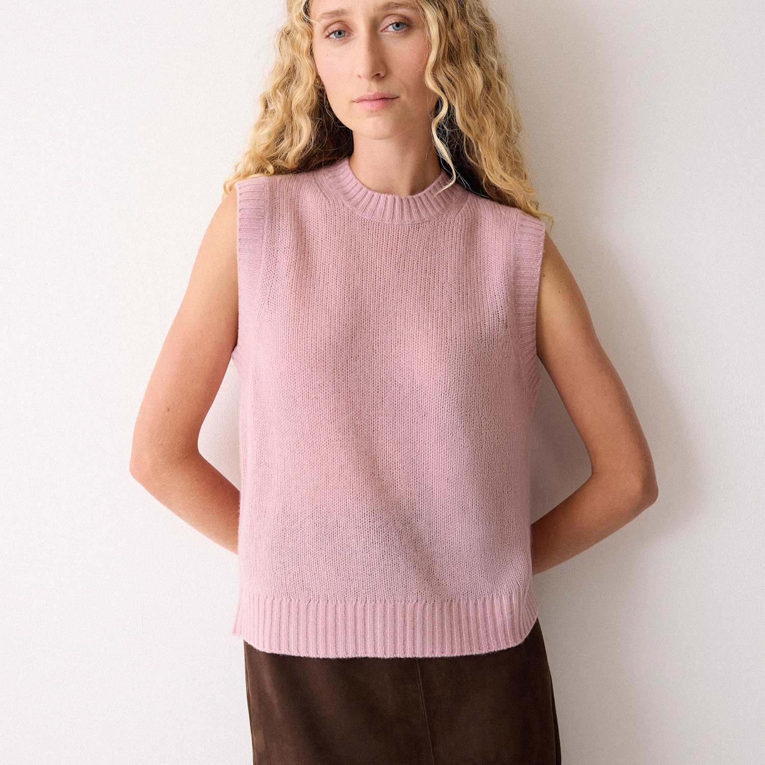 Jigsaw Women's Pure Cashmere Crew Neck Knitted Vest - Extra Small - Pink - Available at M&S